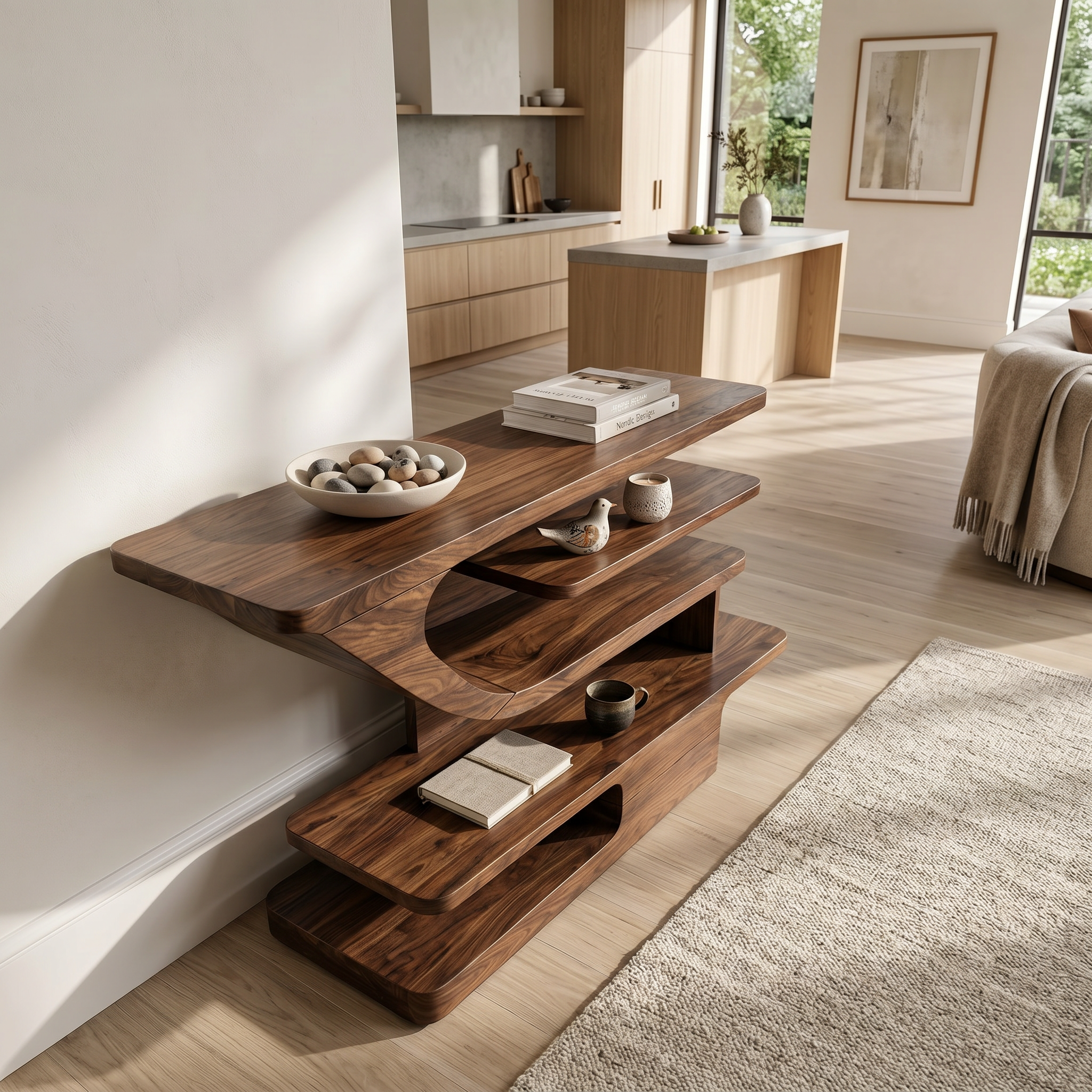 Modern Open Shelf Console Table Luxury Living Room SILDTTRCS073