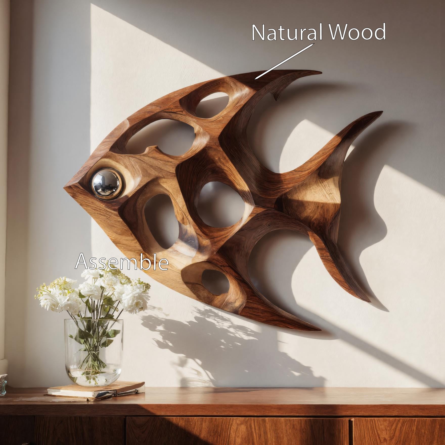 Artistic Sculptural Wall Art Fish-Inspired For Living Room SITHHNWA034