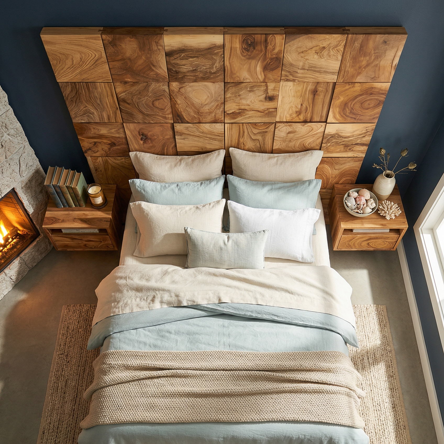 Rustic Square Panel Headboard For Modern Farmhouse Bedroom Decor SILDTTRHB004
