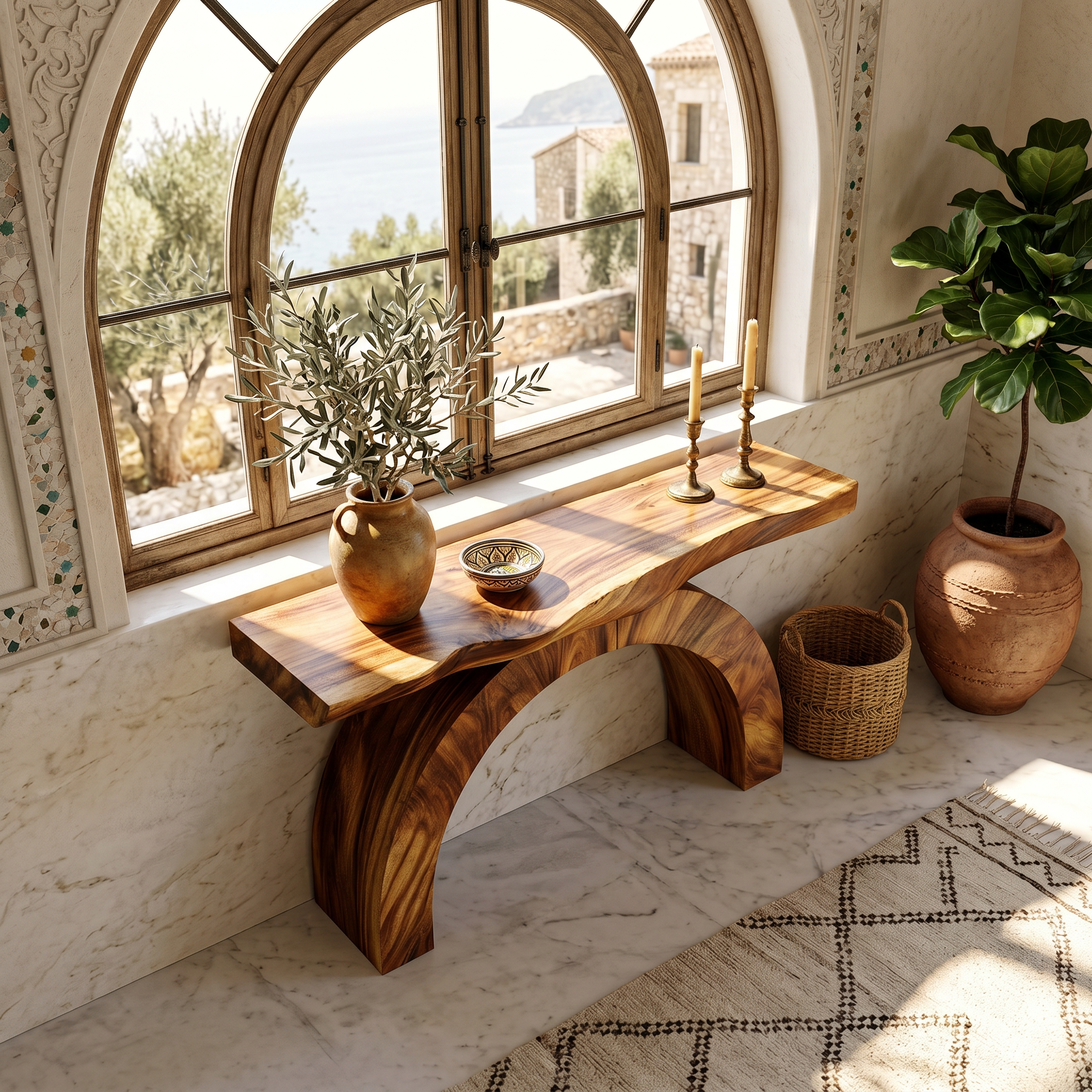 Arch Wood Entryway Table For Tropical Home Decor SILDTTRCS055