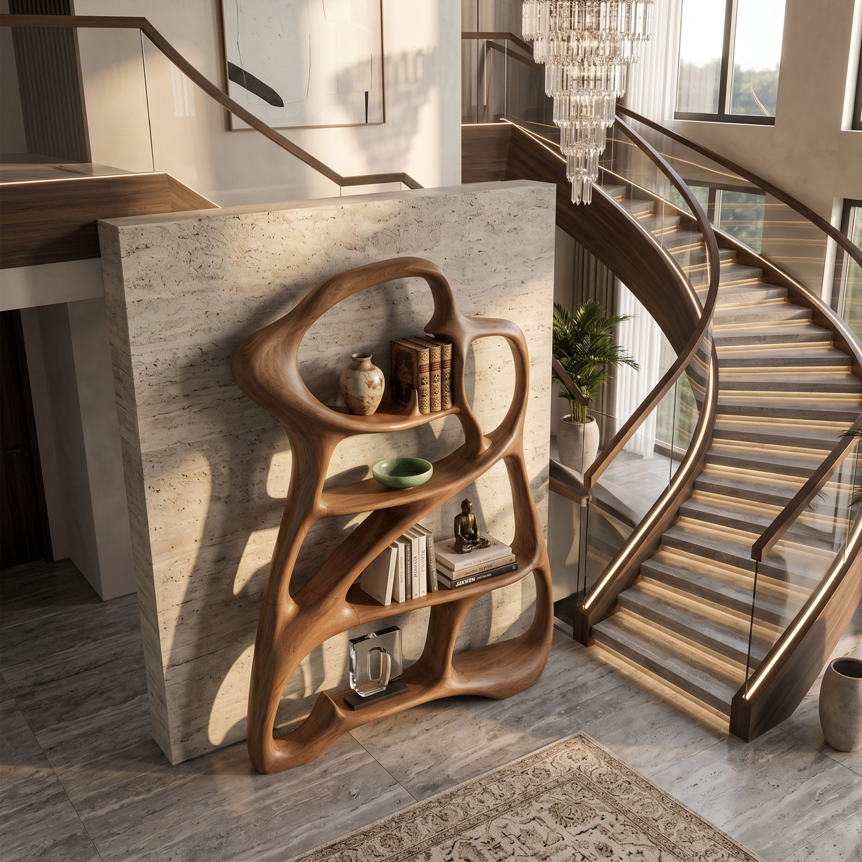 Organic Reading Corner Bookcase For Contemporary Interior SILDTTNBS061