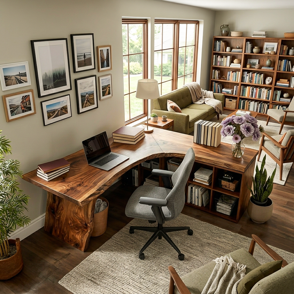 Minimalist Wooden Desk With Storage For Home Workspace RTTHTTDE073
