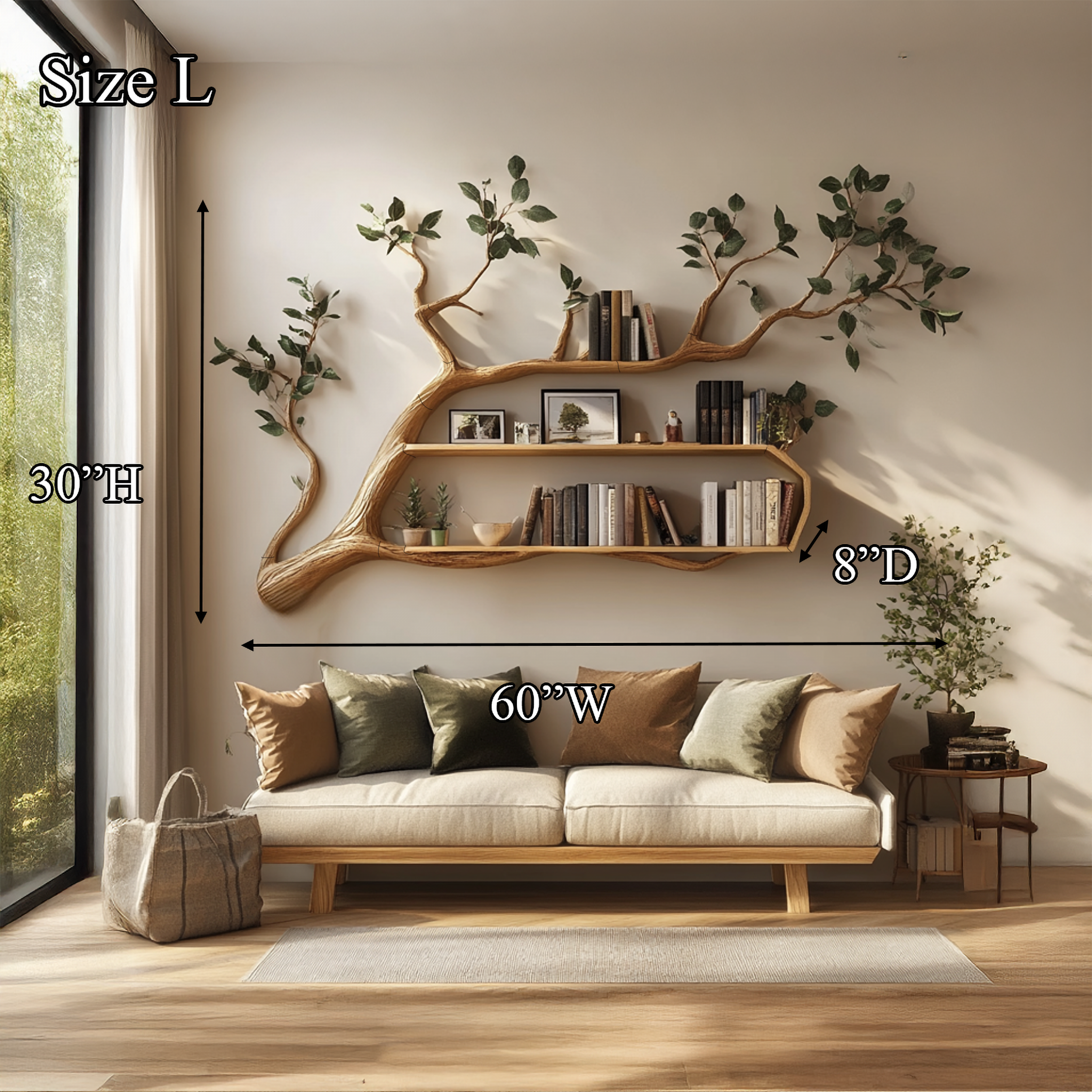 Rustic Branch Tree Bookshelf  Living Room Modern Decor SINLSATBS035