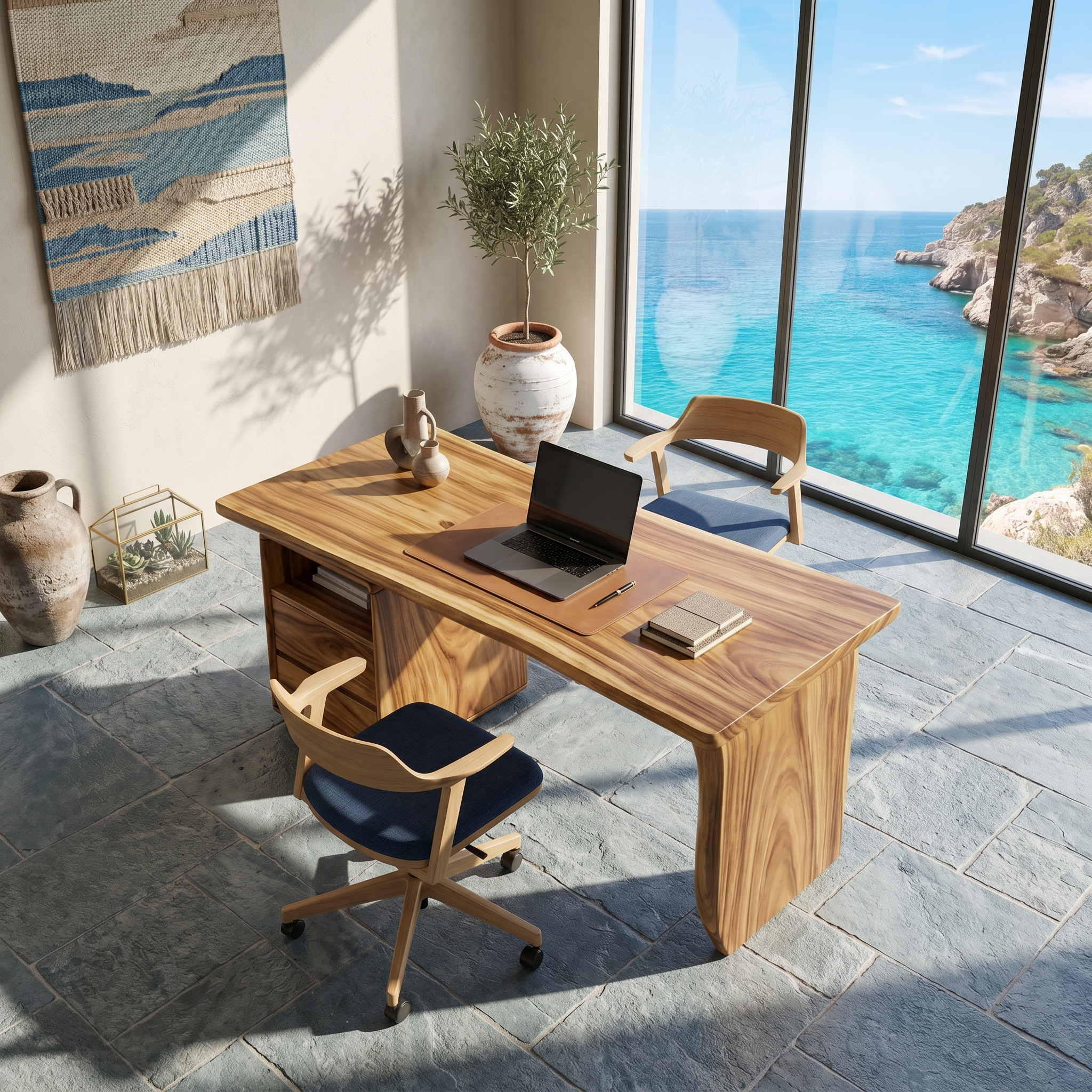 Japandi Study Desk With Curved Legs For Zen Office Room SILDTTRDE004