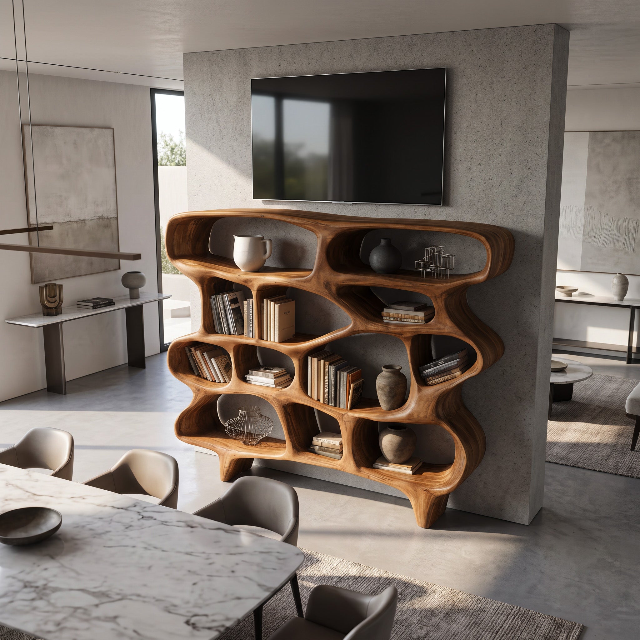Organic Sculptural Bookshelf For Living Room Or Office Decor SITHHNBS065