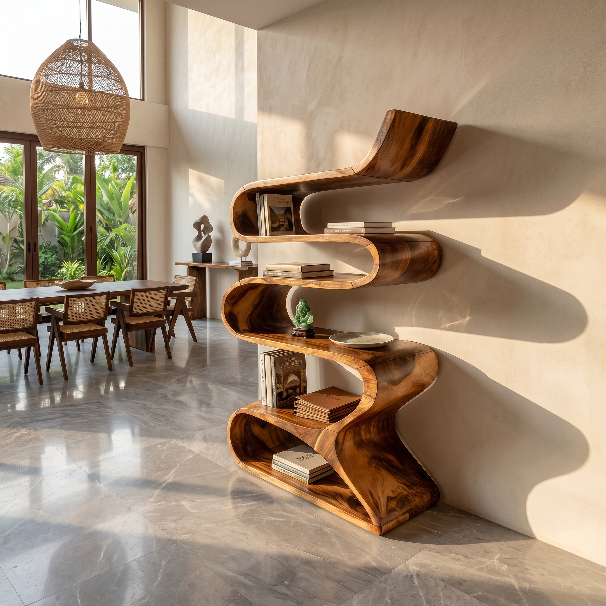Sculptural Wooden Wall Shelf In Flowing Form SILDTTRBS040