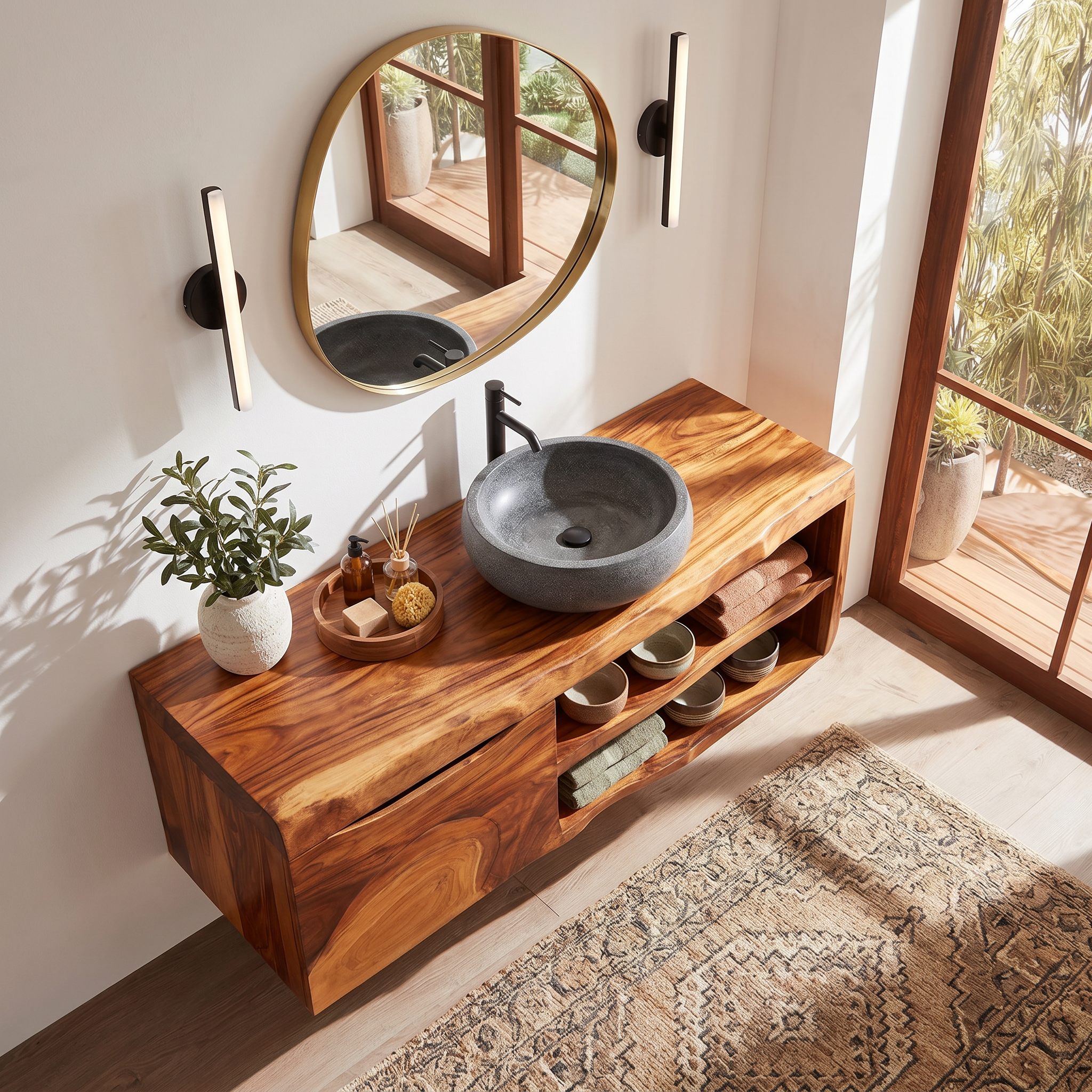 Organic Floating Bathroom Vanity Tropical Spa Retreat SILDTTRBRV190