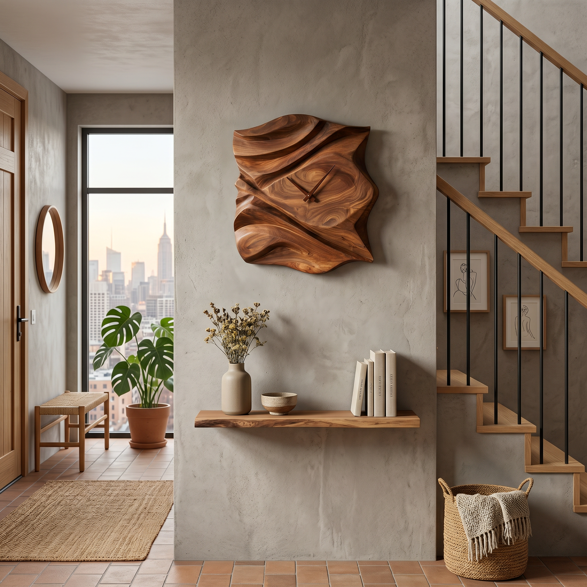 Contemporary Wooden Wall Clock For Bedroom Accent RTTHTTWAC008