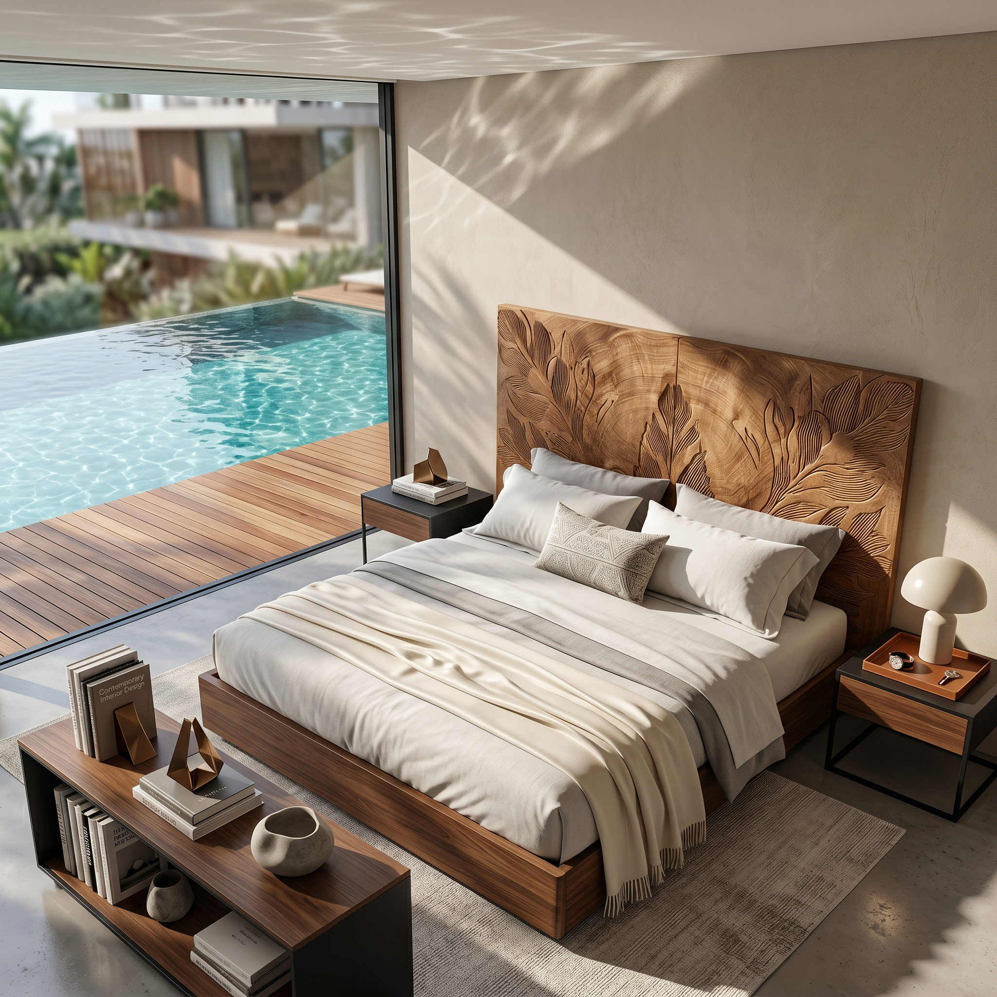 Tropical Botanical Wood Headboard For Warm Coastal Bedroom SILDTTRHB023