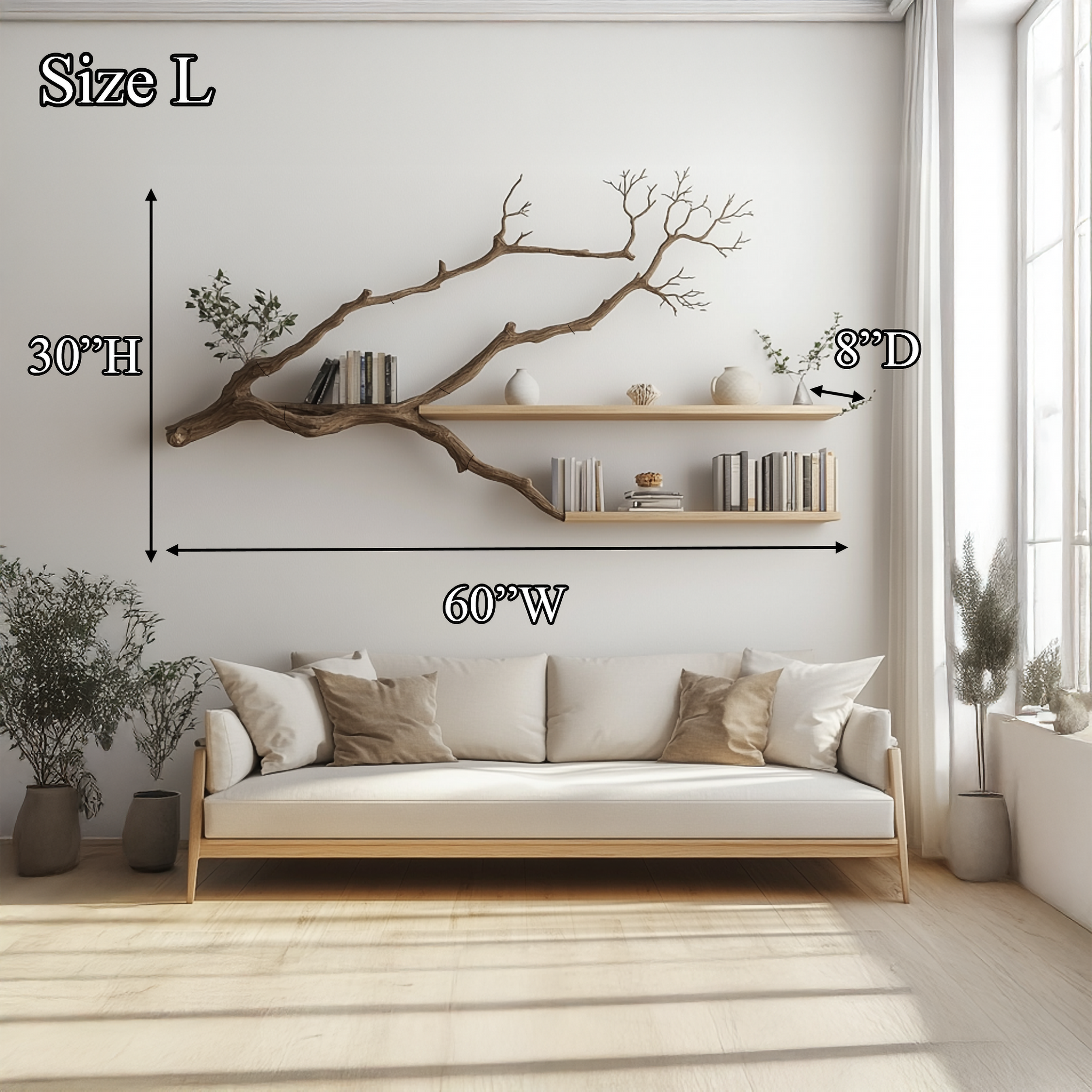 Rustic Tree Wall Shelf For Modern Bedroom Decor SINLSATBS039