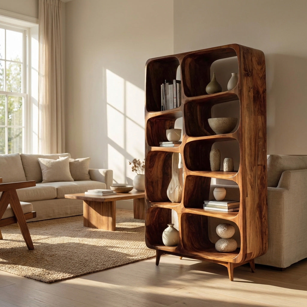 Contemporary Solid Wood Bookshelf For Coastal Interior RTTHHNBS136