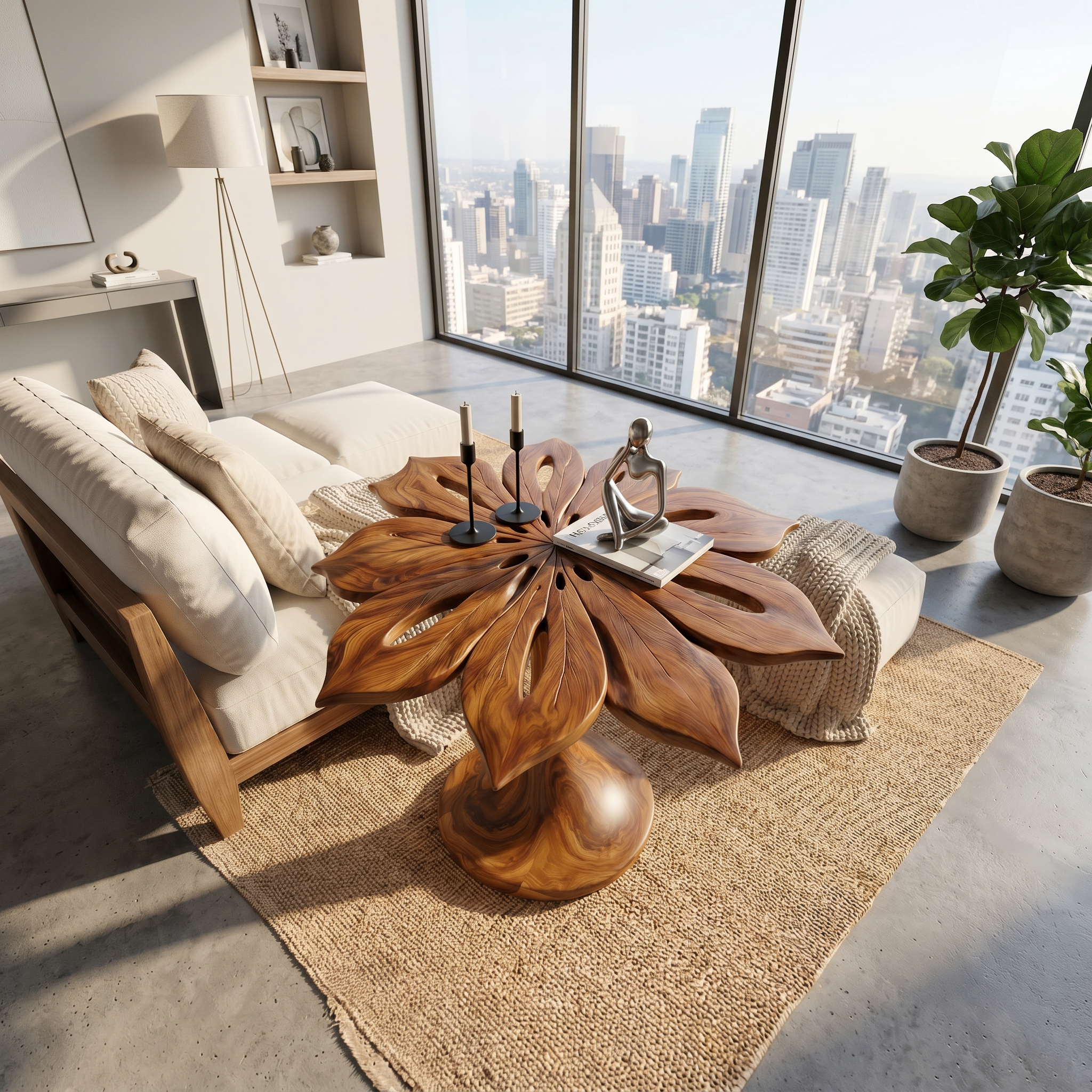 Organic Leaf Top Accent Table Luxury Living Room SILDTTRSTA019