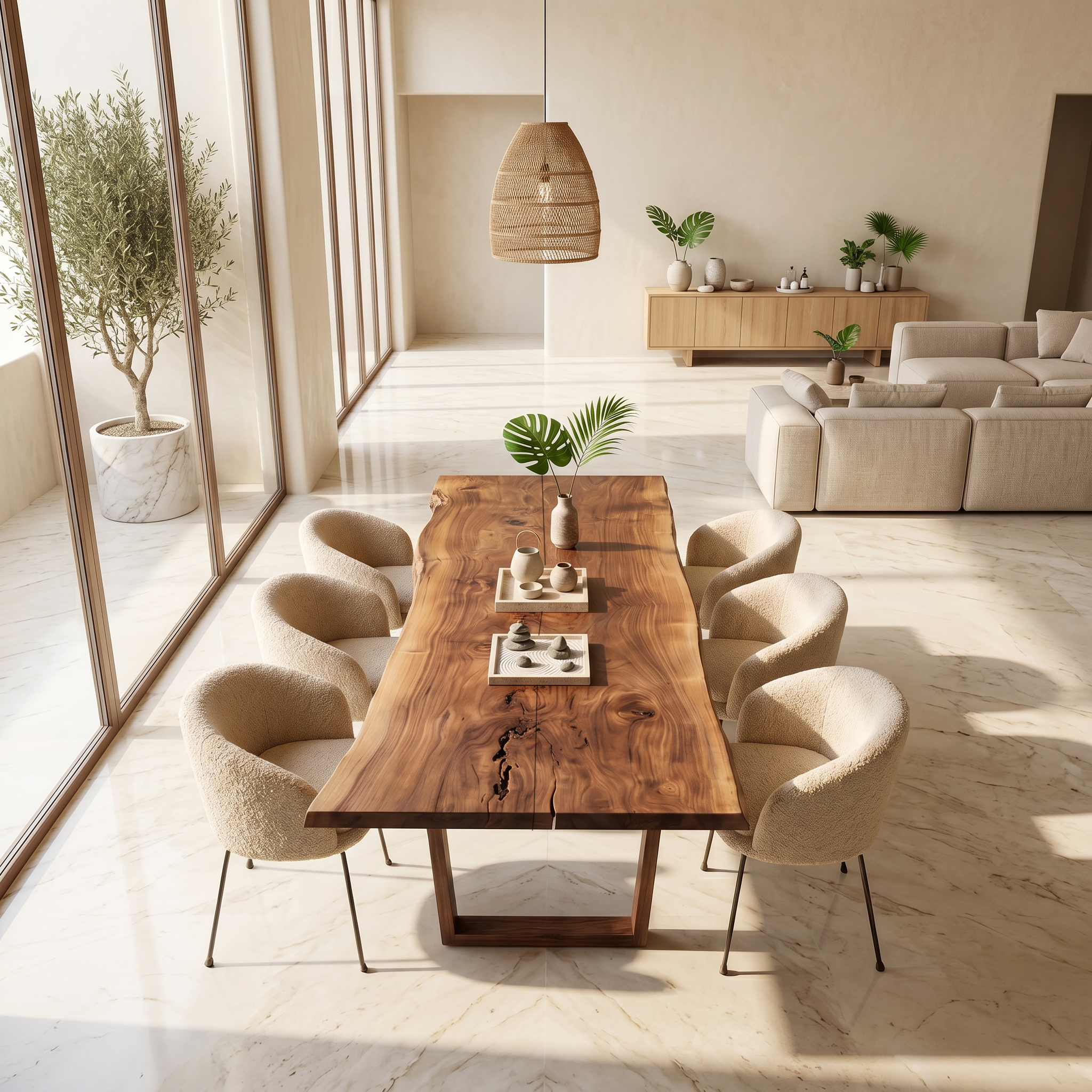 Modern Walnut Dining Table With Minimalist U Shape Base For Dining Room SINLSADT188