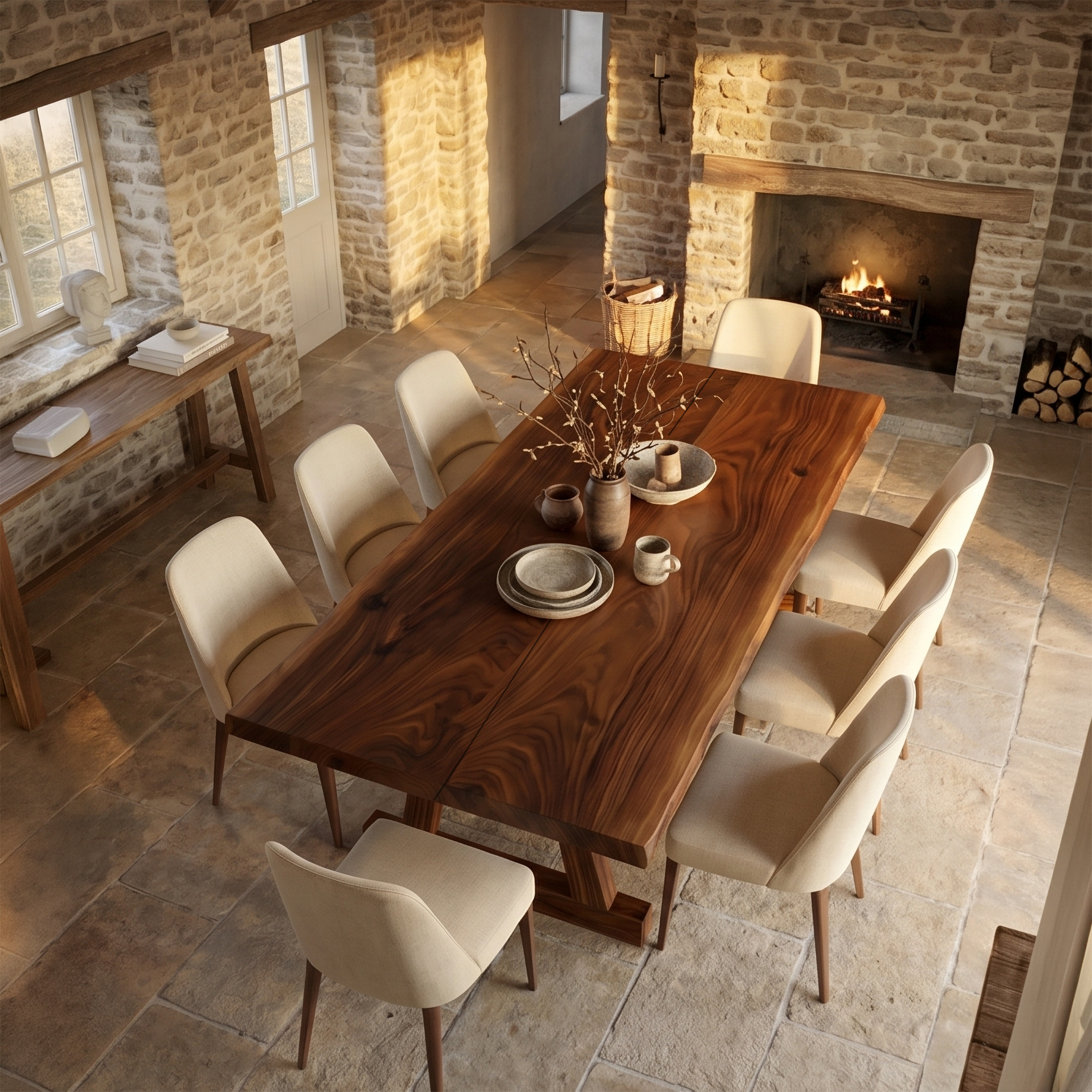 Contemporary Solid Wood Dining Table With Rounded Edge Design For Dining Room SINLSADT190