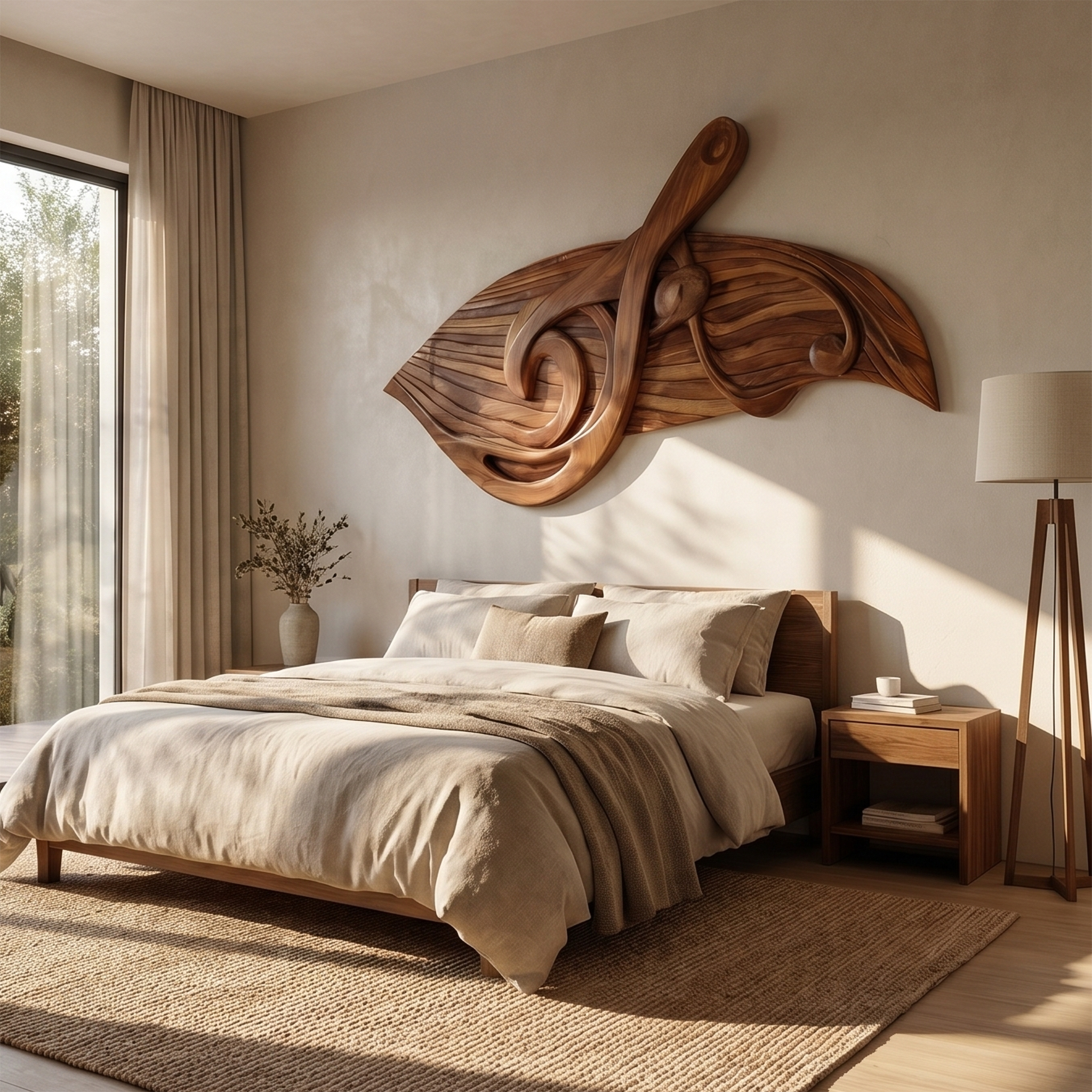 Organic Music Note Wall Art With Guitar Motif For Living Room SINLSAWD077