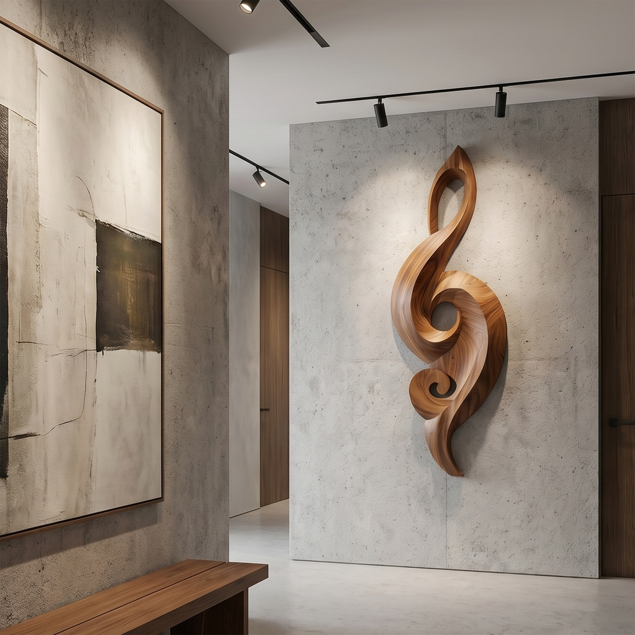Minimalist Music Note Wooden Wall Art For Living Room SINLSAWD080