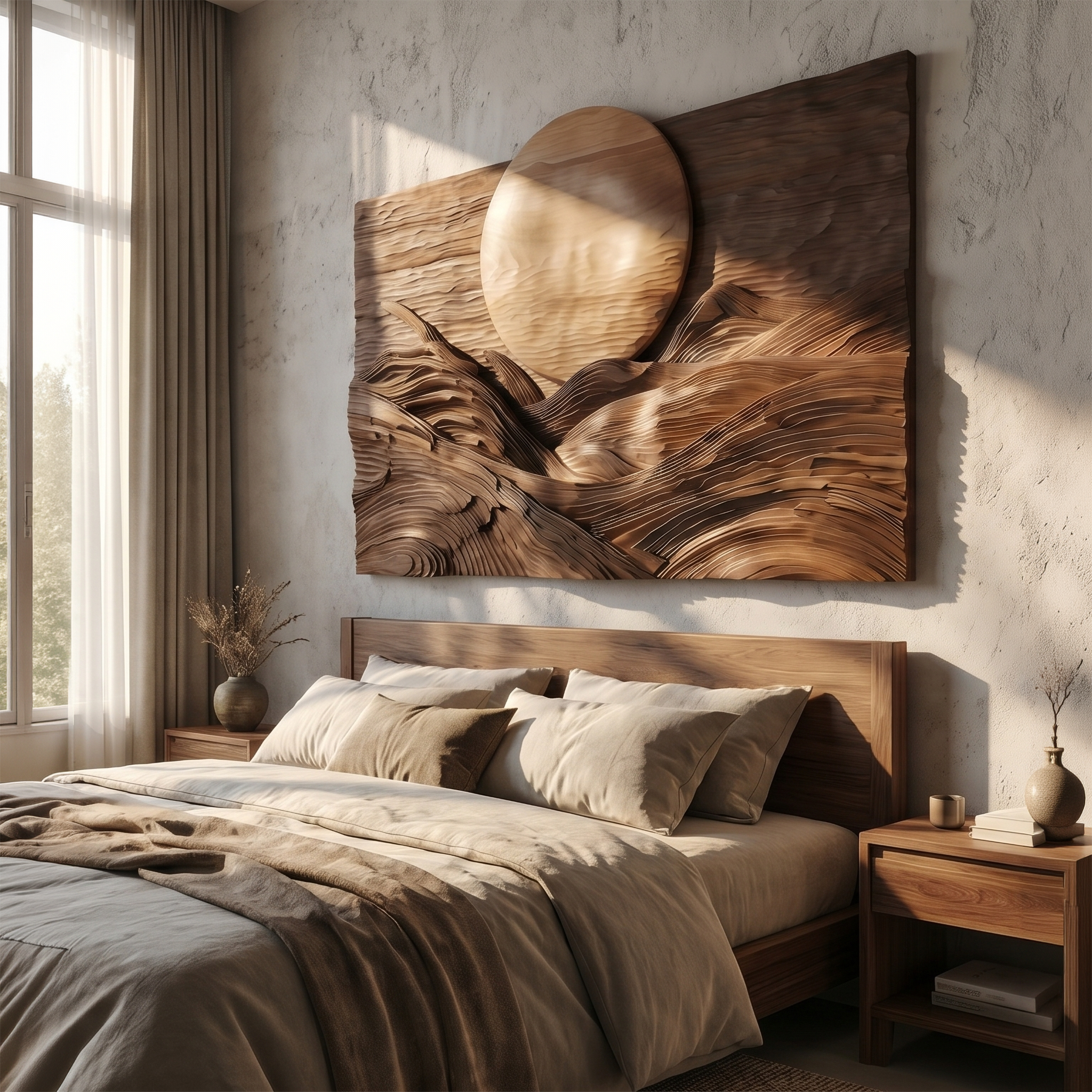 Rustic Mountain Sunrise Wooden Wall Art For Living Room And Bedroom SINLSAWD090
