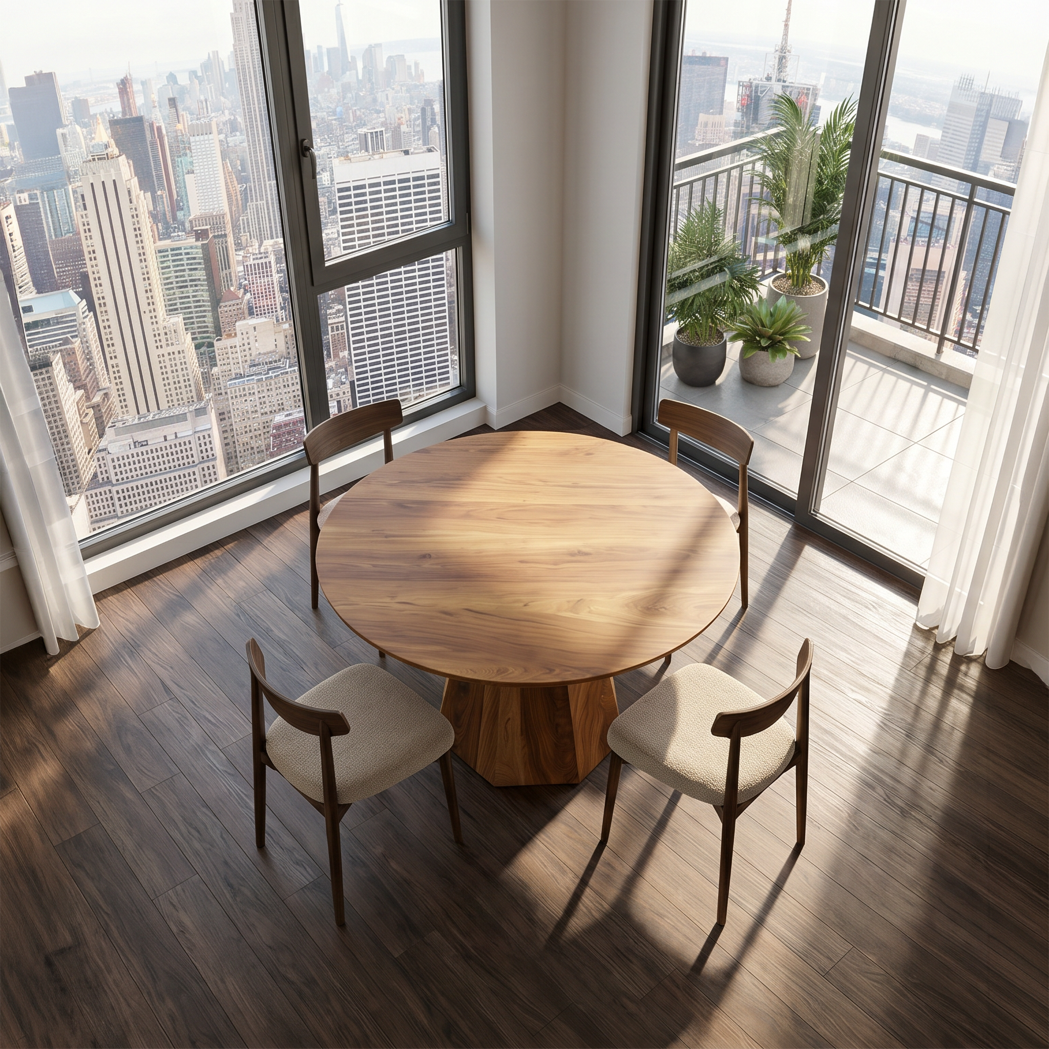 Mid Century Dining Table With Tapered Sculptural Pedestal For Dining Room SINLSADT195