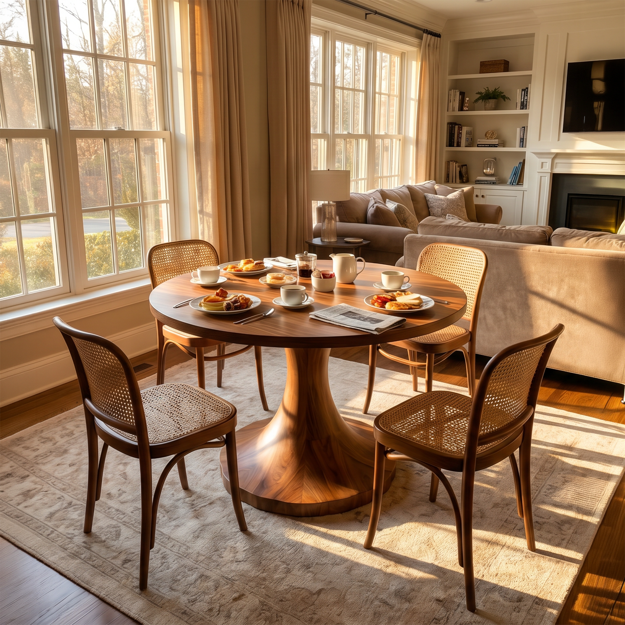Organic Round Dining Table With Handcrafted Pedestal For Dining Room SINLSADT200