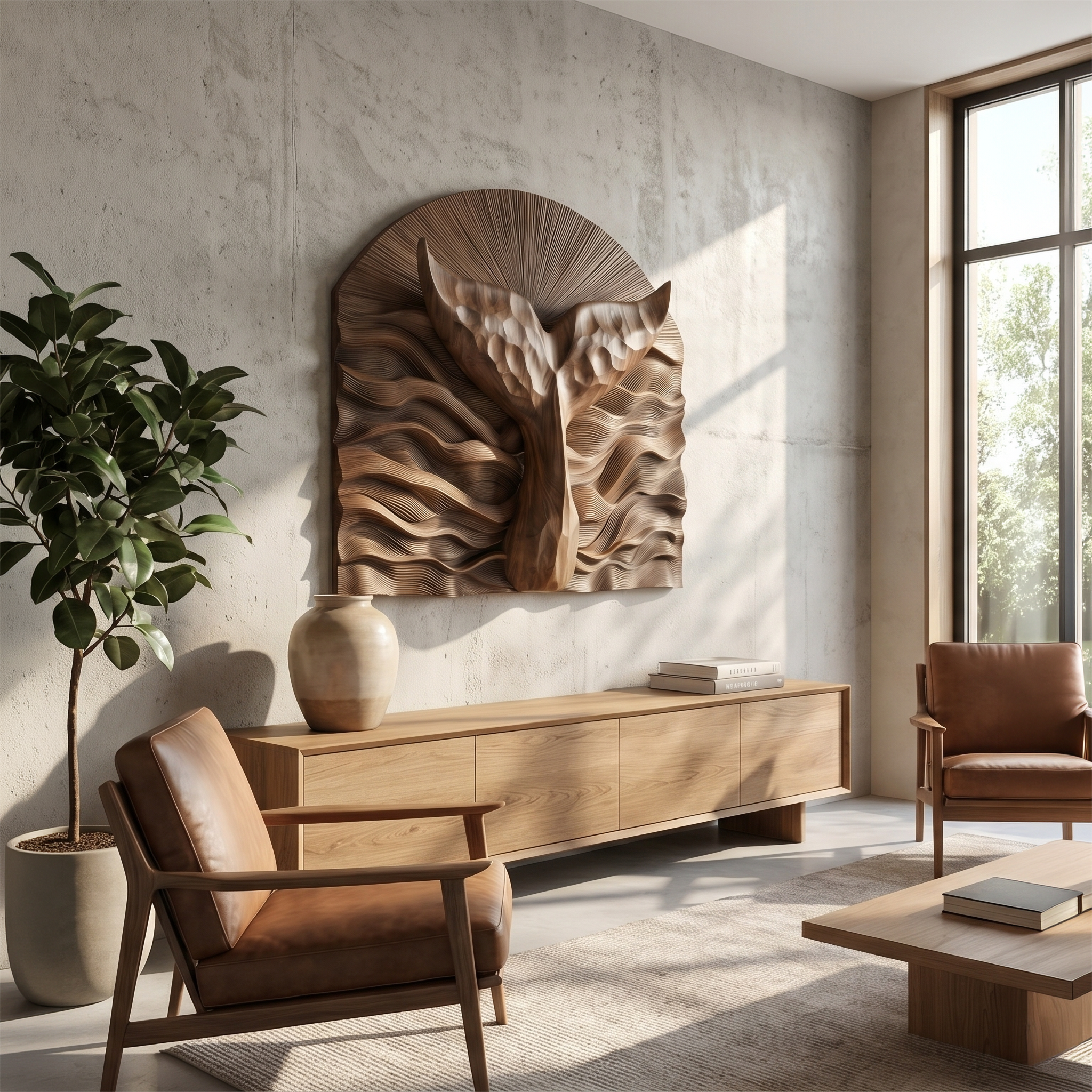 Abstract Wall Art With Sculptural Relief Panel Design For Living Room And Entryway SINLSAWD095