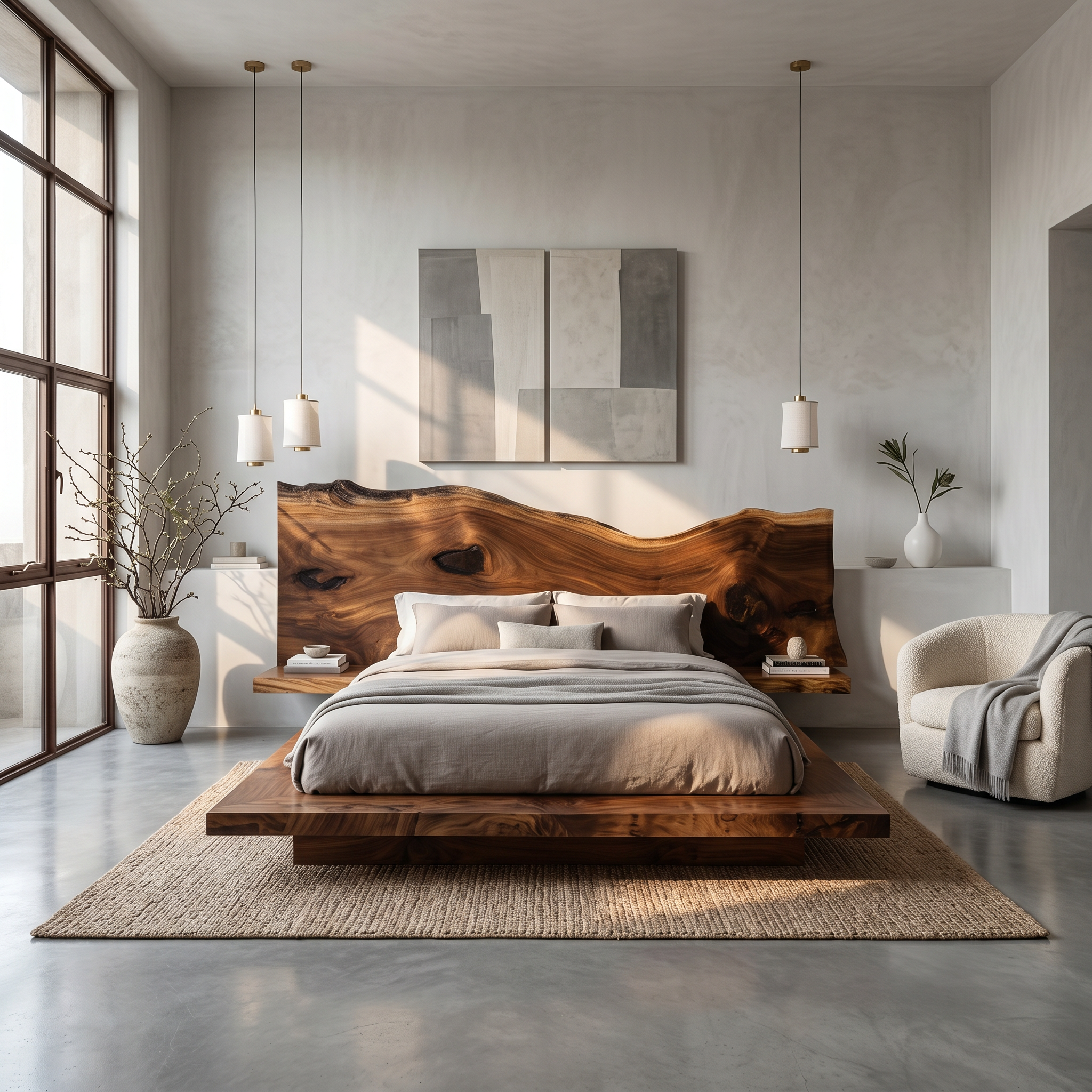 Modern Solid Wood Bed Frame With Floating Platform Design For Bedroom SINLSAWB134