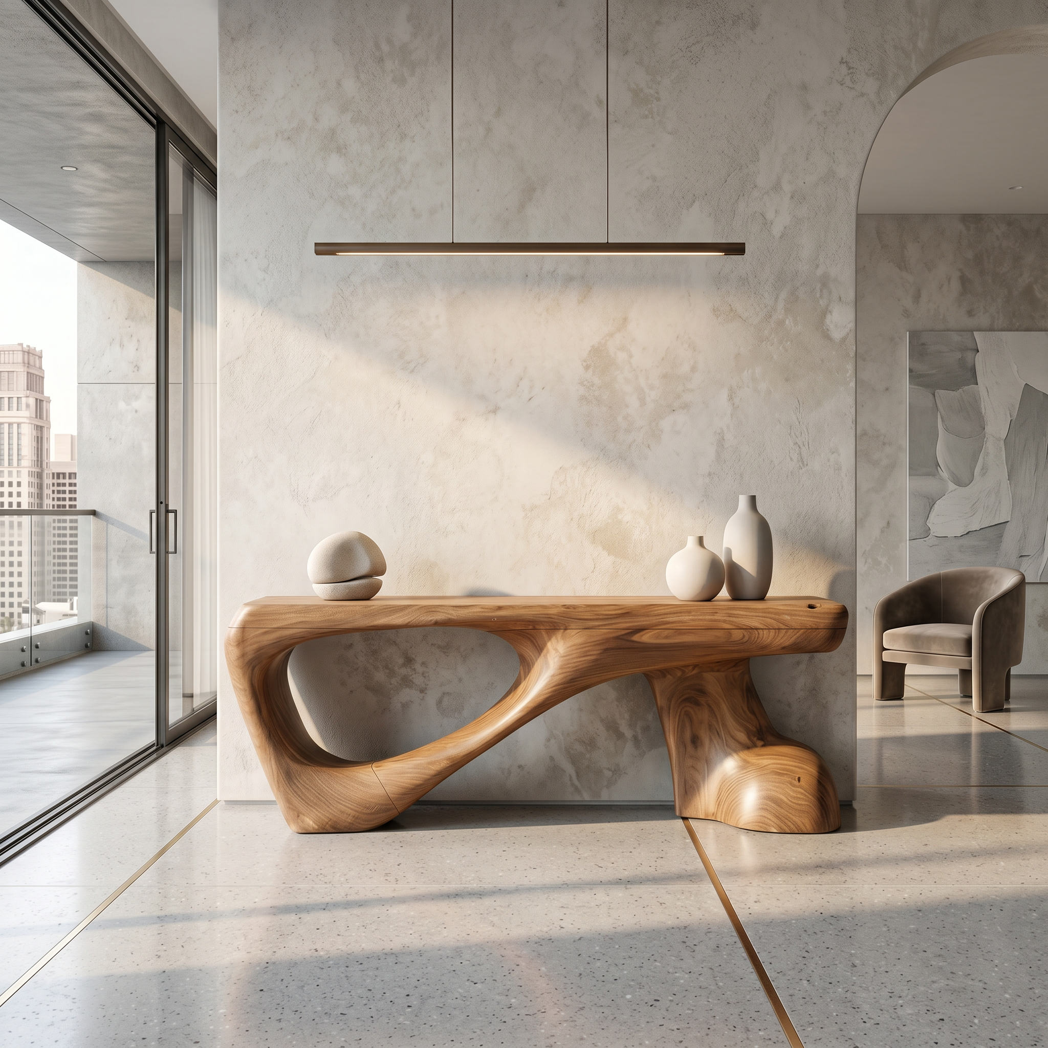 Rustic Console Table With Organic Root Form For Hallway SINLSACS649