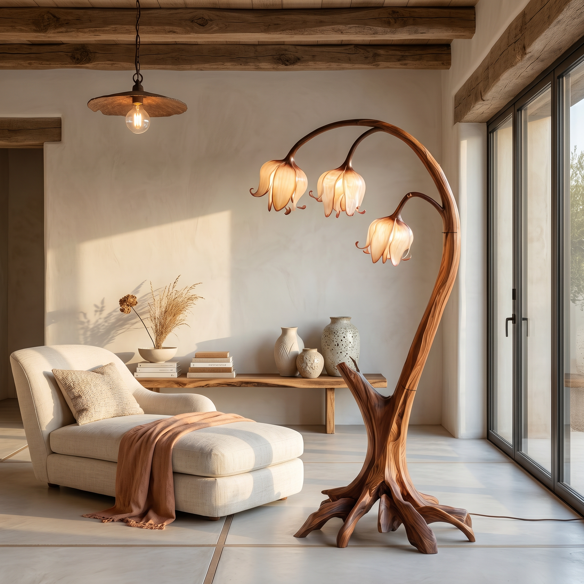 Rustic Floor Lamp With Blooming Bell Flower Design For Bedroom And Living Room SINLSAFLP100