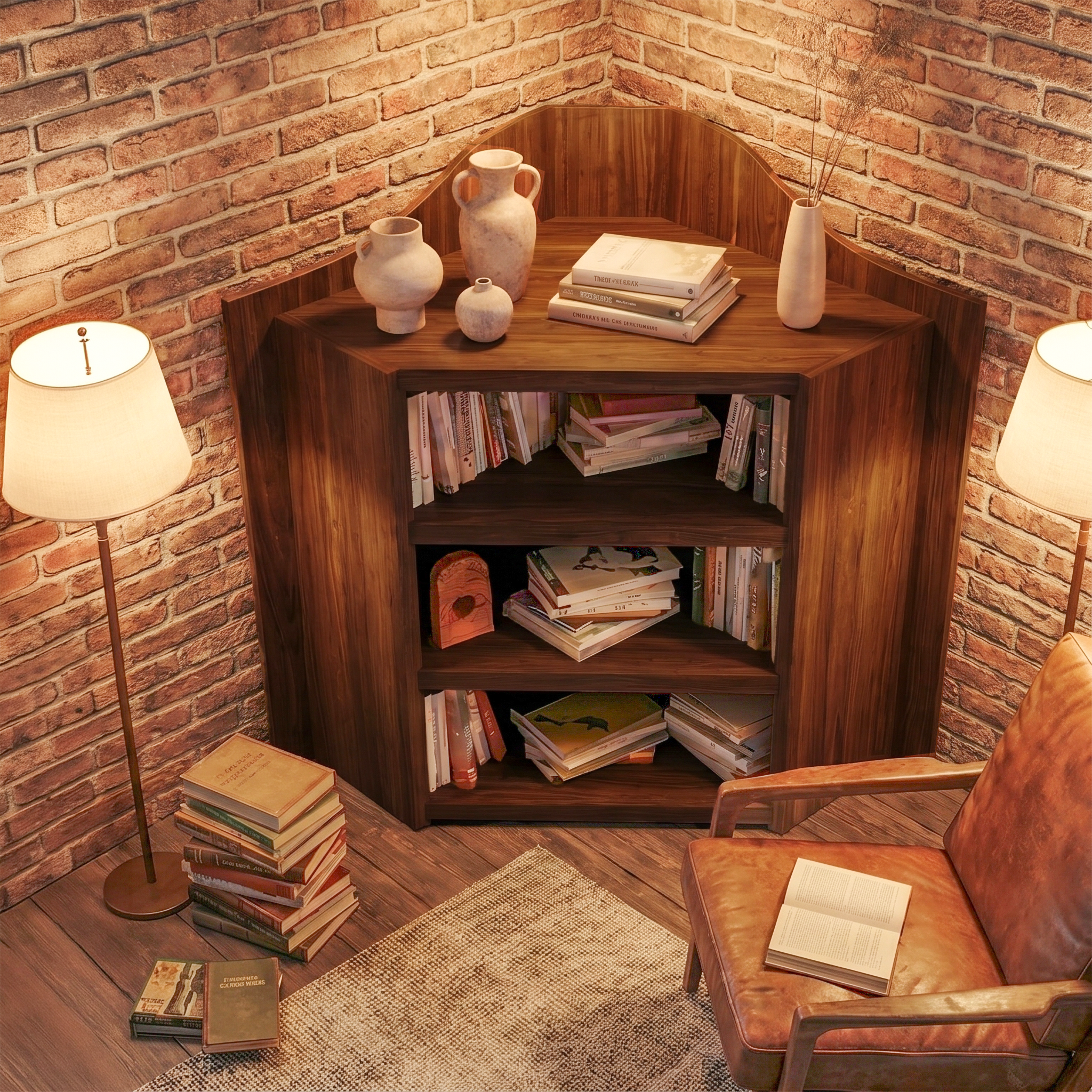 Natural Wooden Bookshelf With Open Shelves And Simple Storage Design For Living Room And Bedroom SINLSABS029
