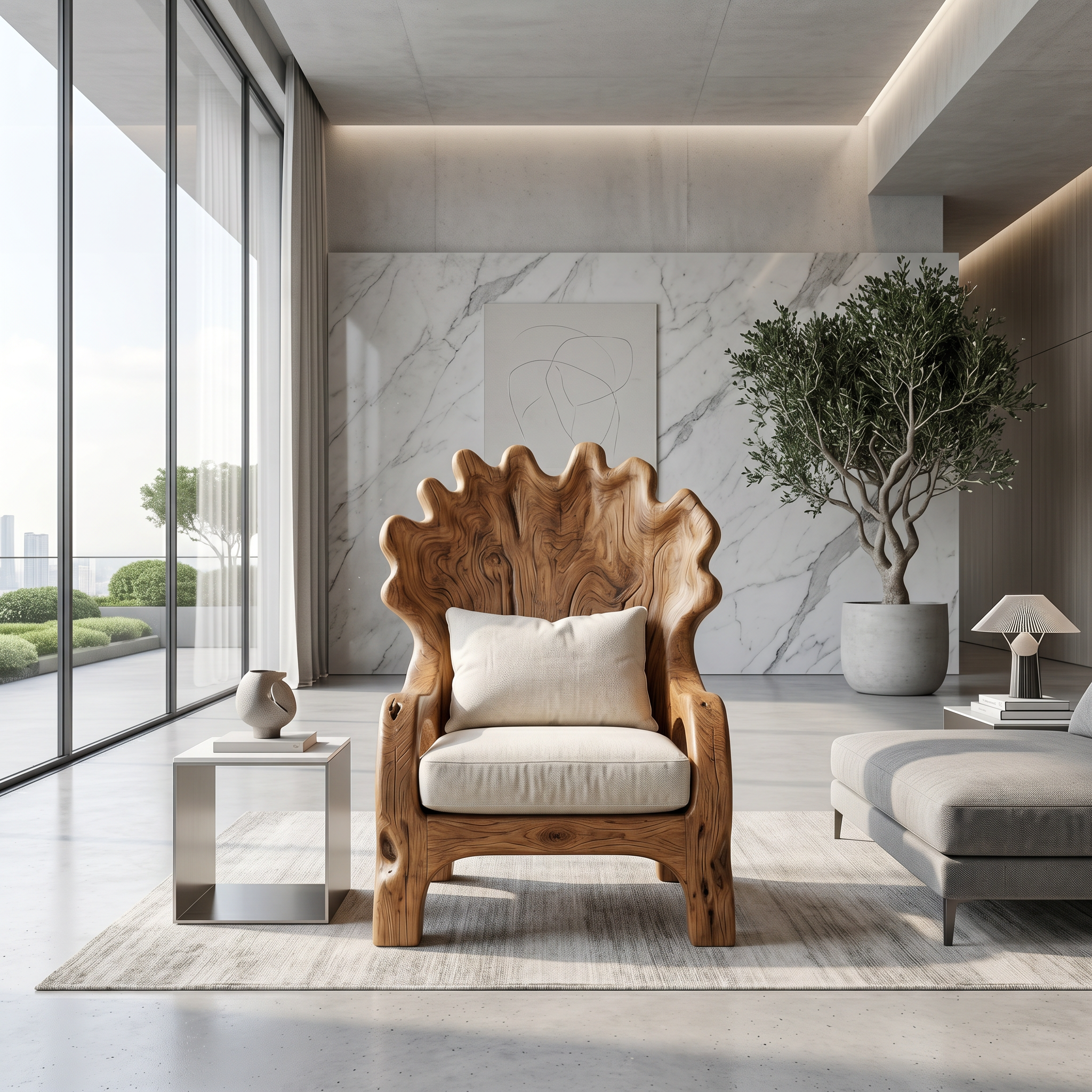 Handcrafted Wooden Lounge Chair For Living Room And Reading Nook SINLSA006
