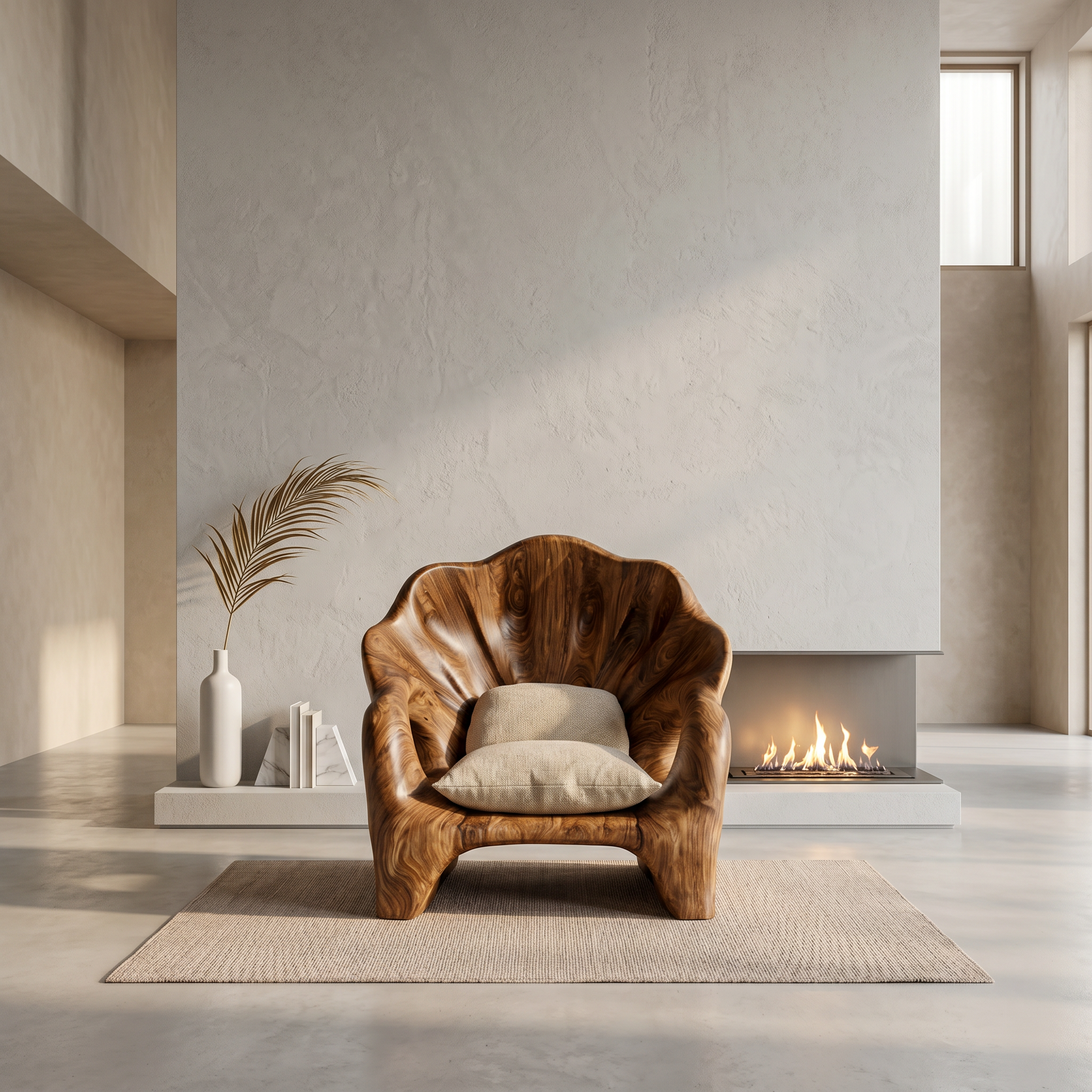 Organic Accent Chair With Artistic Wood Frame For Living Room SINLSAAC025