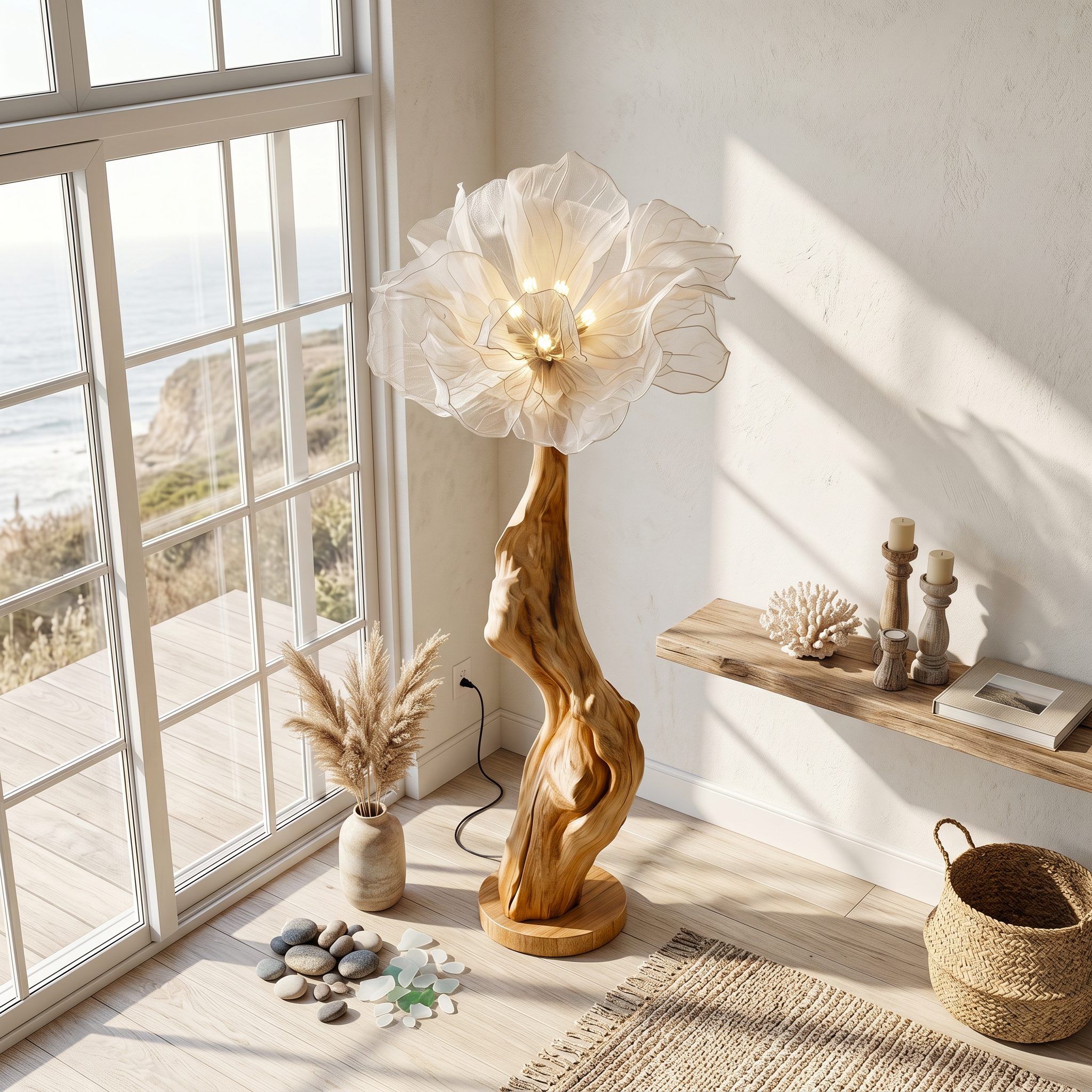 Nature Inspired Standing Lamp Artistic Flower Display For Living Room SINLSAFLP110