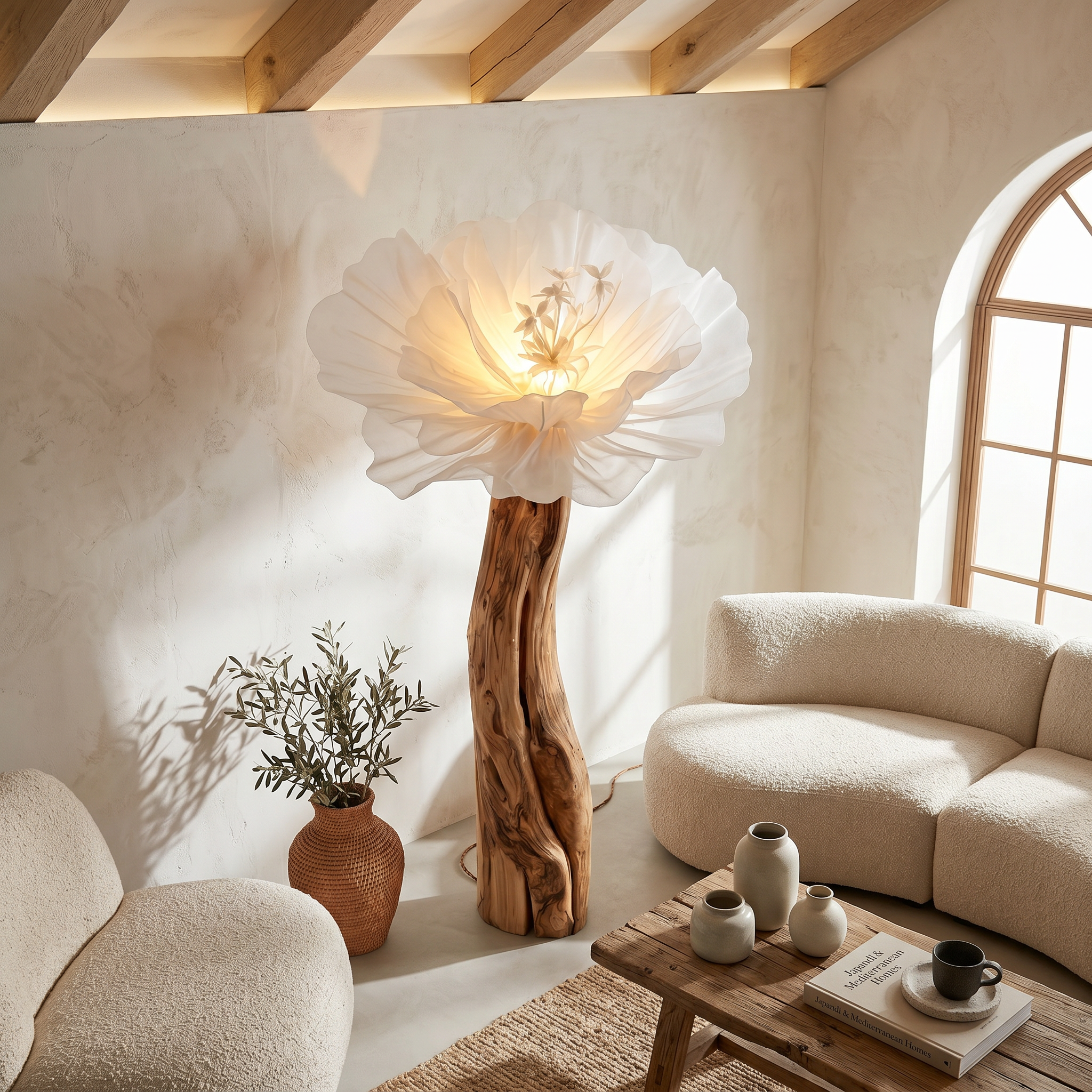 Statement Floor Lamp Nature Inspired Flower Sculpture For Living Room SINLSAFLP115