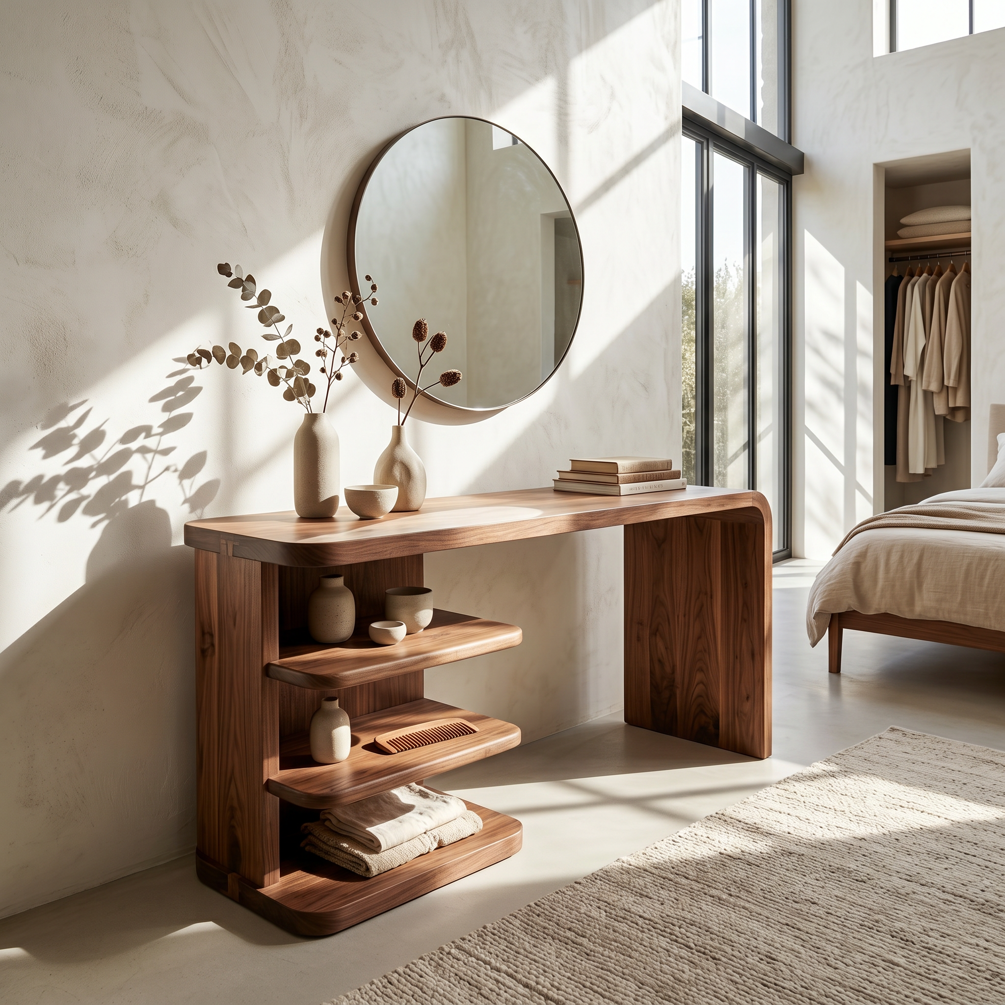 Modern Dressing Table With Integrated Side Storage For Bedroom SINLSABDT091