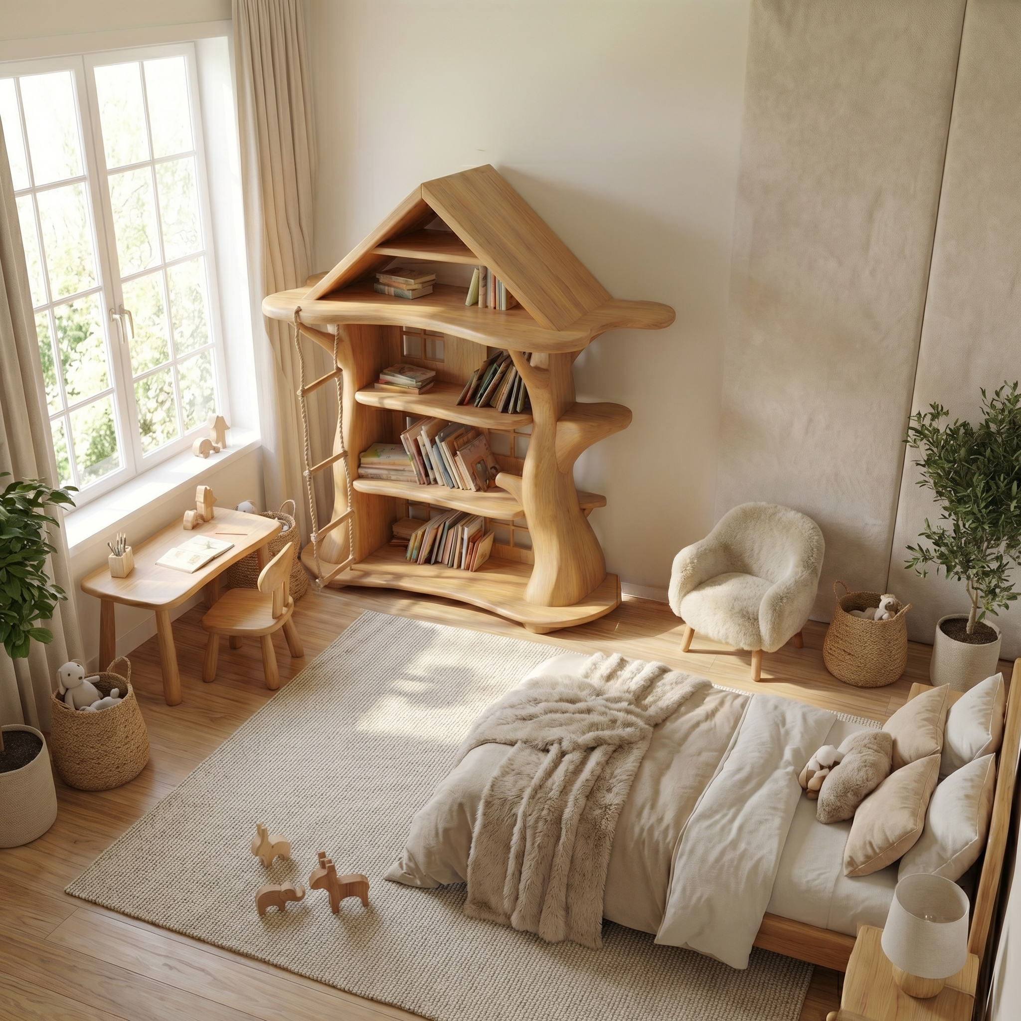 Montessori Tree House Bookshelf For Kids Room And Playroom SINLSABS004