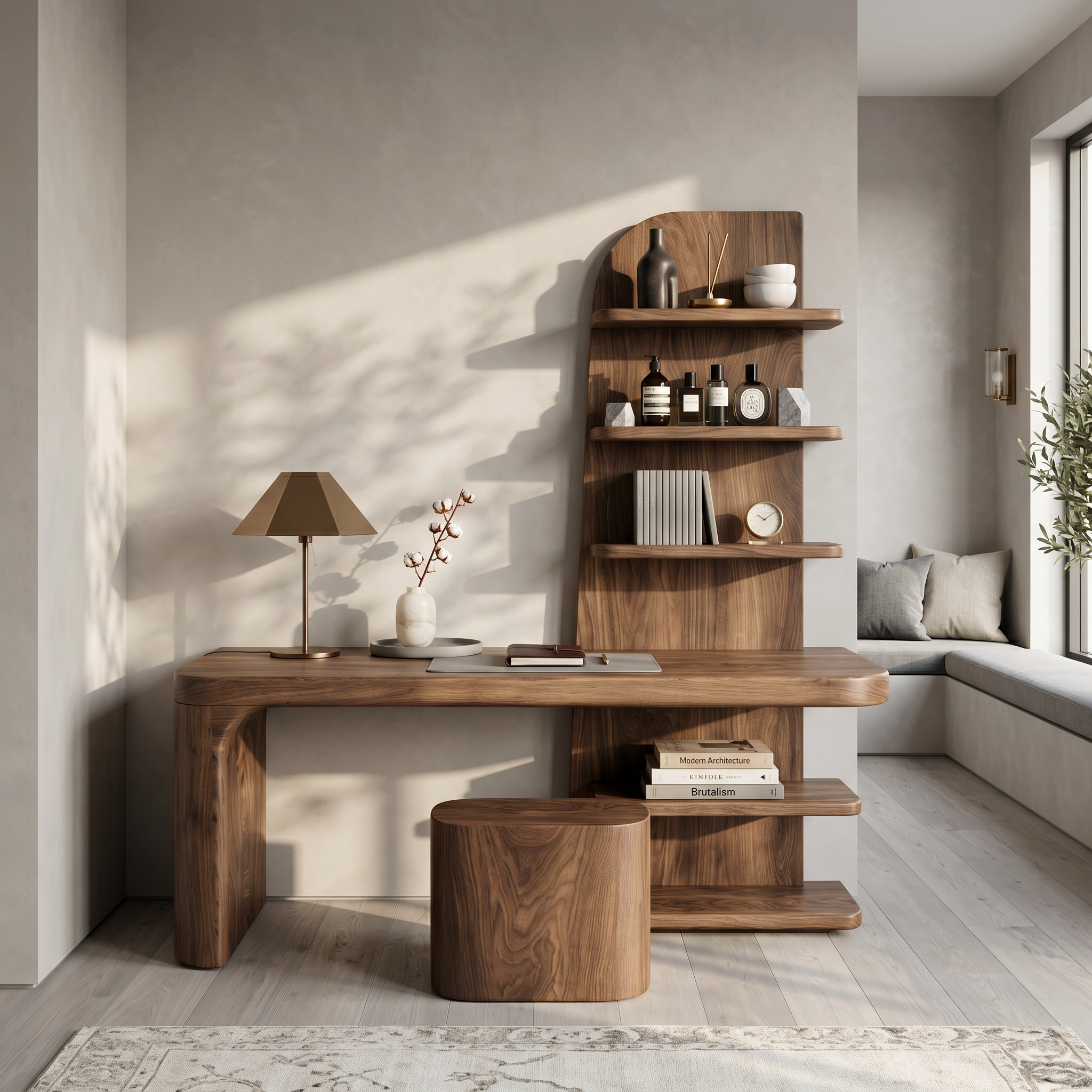 Minimal Desk With Built In Bookcase And Drawers For Study Room SINLSADK151