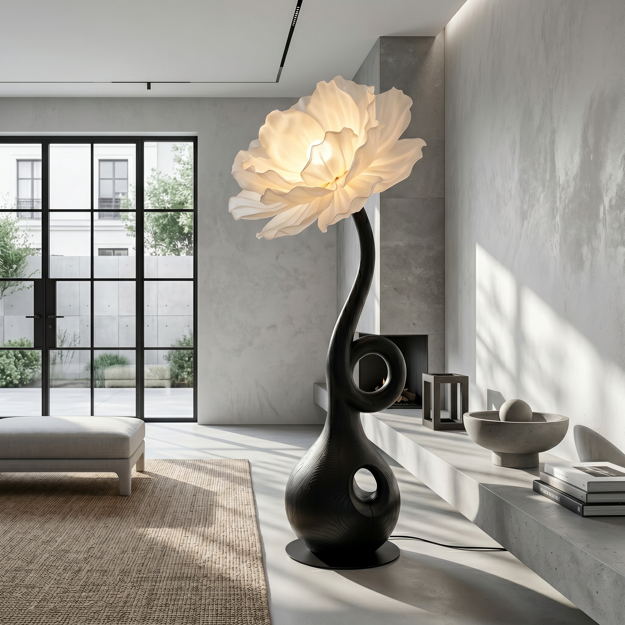 Sculptural Floor Lamp With Floral Accent Design For Bedroom And Reading Room SINLSAFLP120