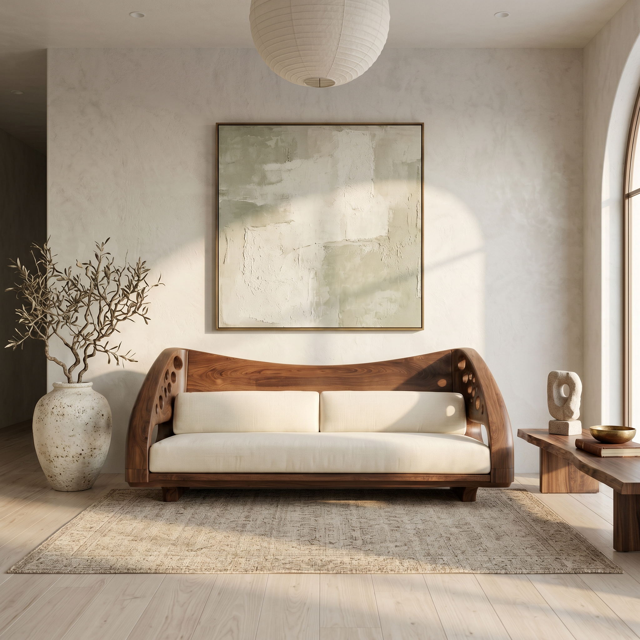 Organic Wooden Sofa Frame With Handcrafted Artistic Design SINLSASF036