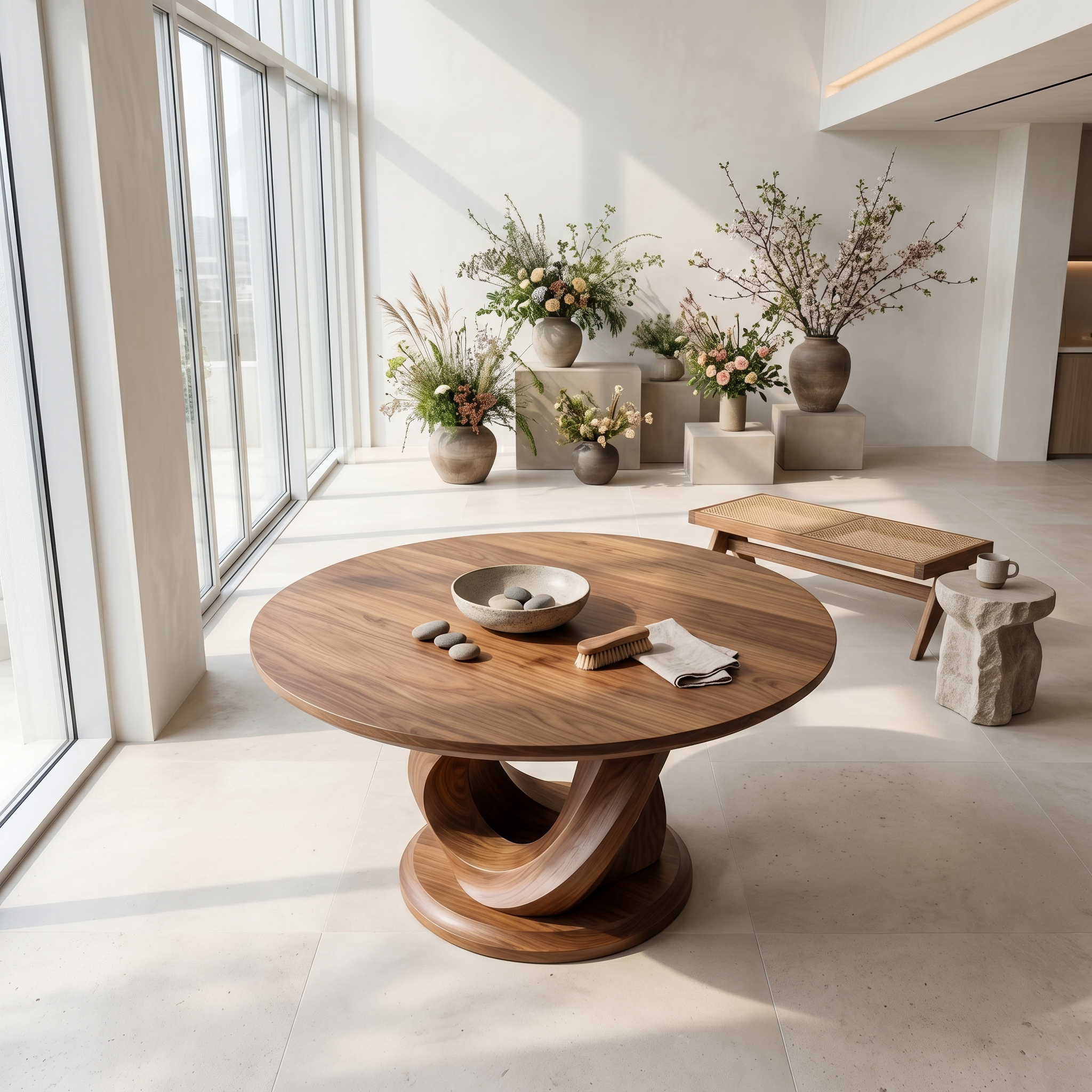 Modern Foyer Table Handcrafted Sculptural Base For Entryway SINLSAFT047