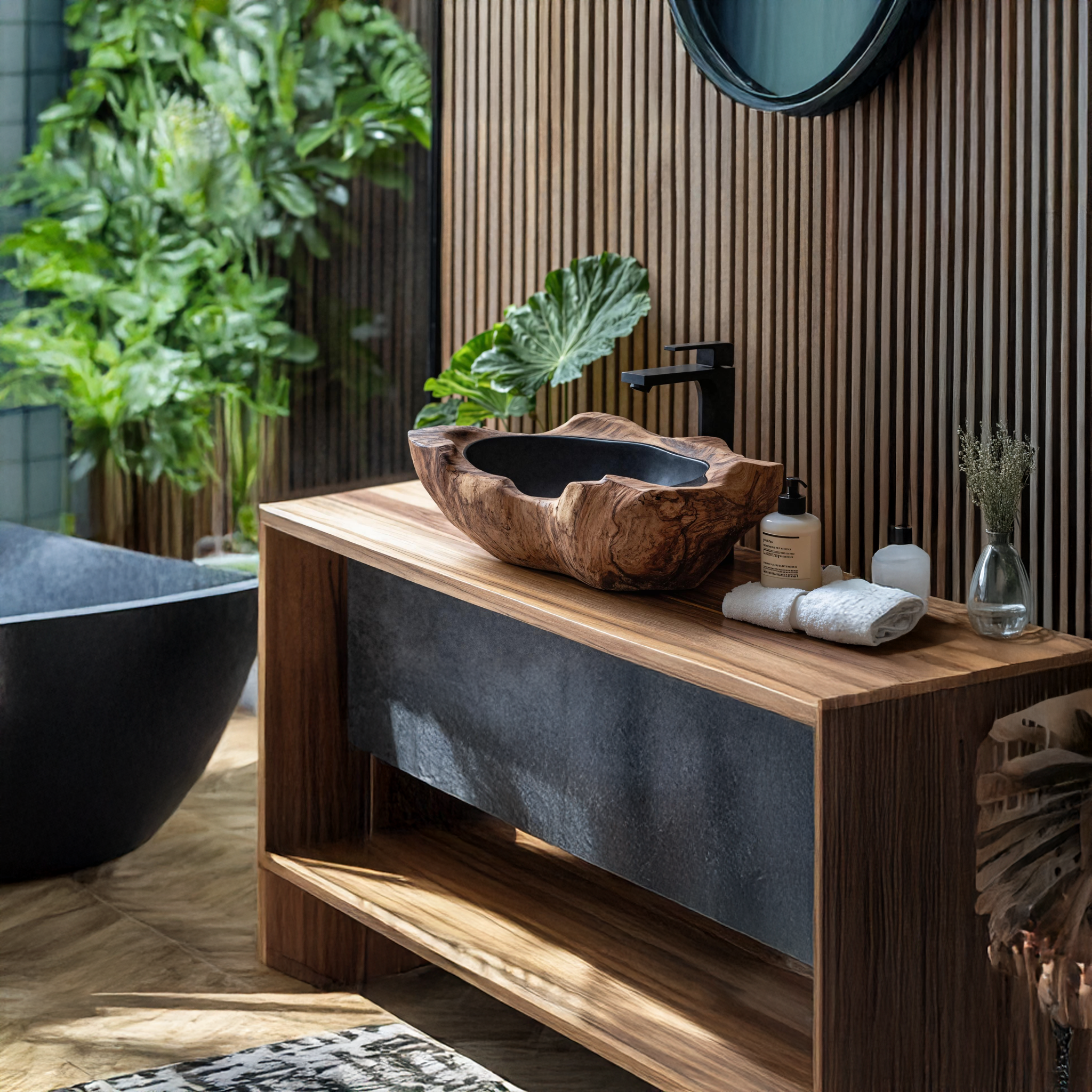 Farmhouse Wooden Vessel Sink For Cozy Bathroom Decor SILDTTNVS008