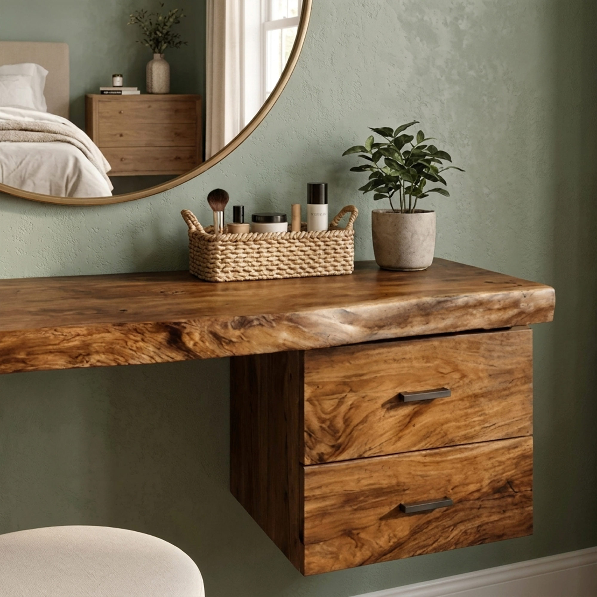 Modern Organic Solid Wood Dressing Table Bedroom Floating SINLKIFL241