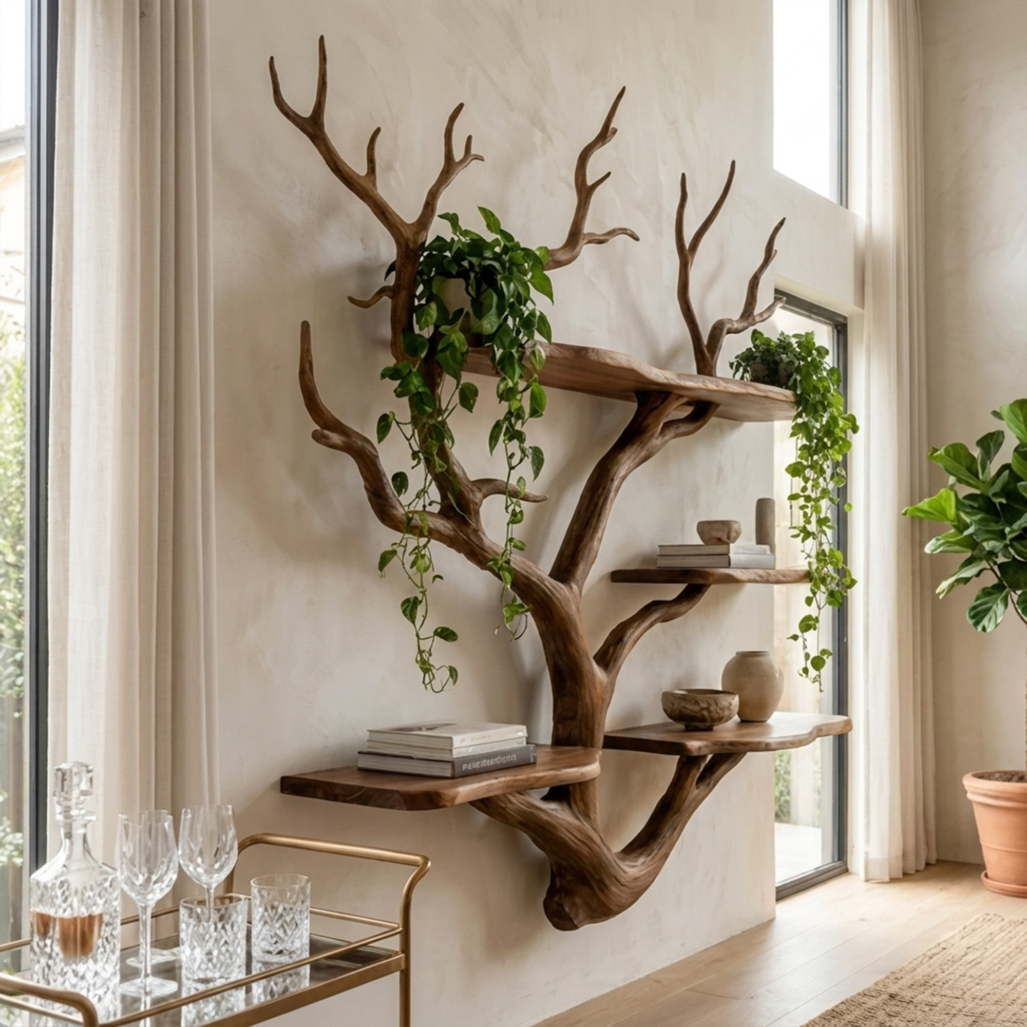 Sculptural Tree Wall Shelf Living Room And Studio SINLKITBS105