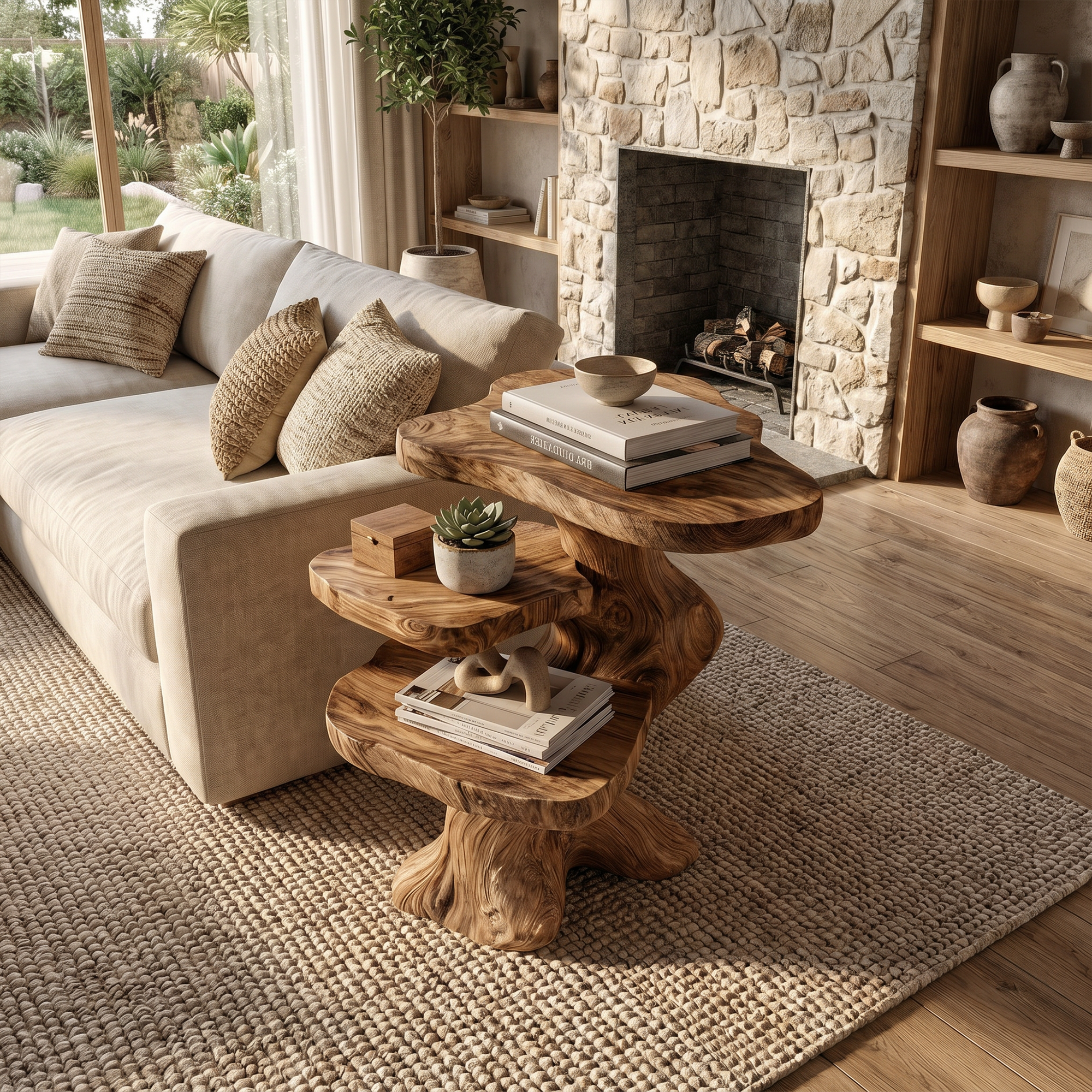 Contemporary Beside Table With Smooth Sculptural Base For Living Room And Bedroom SINLKIBT243