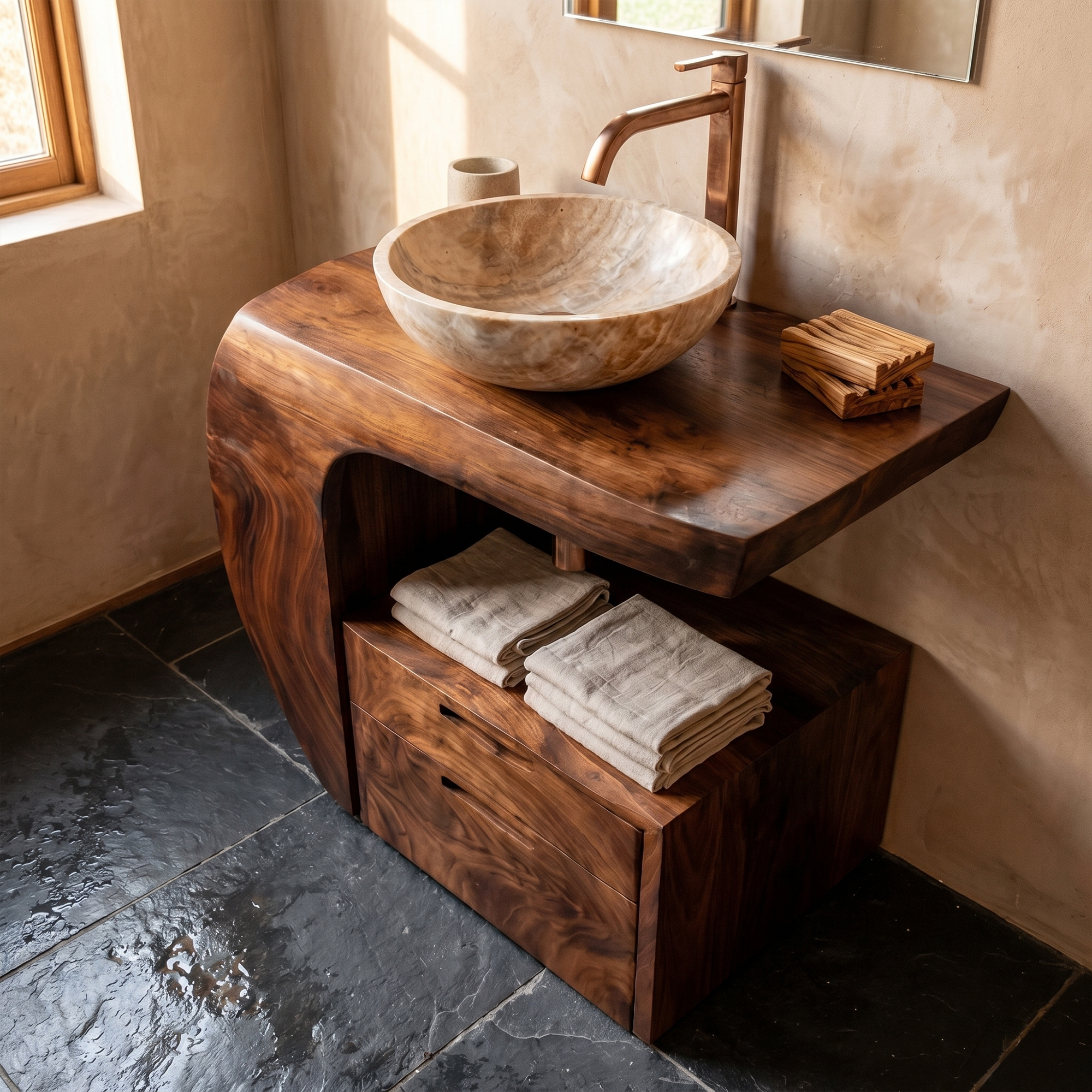 Modern Organic Bathroom Vanity With Storage For Bathroom SINLKIBRV303