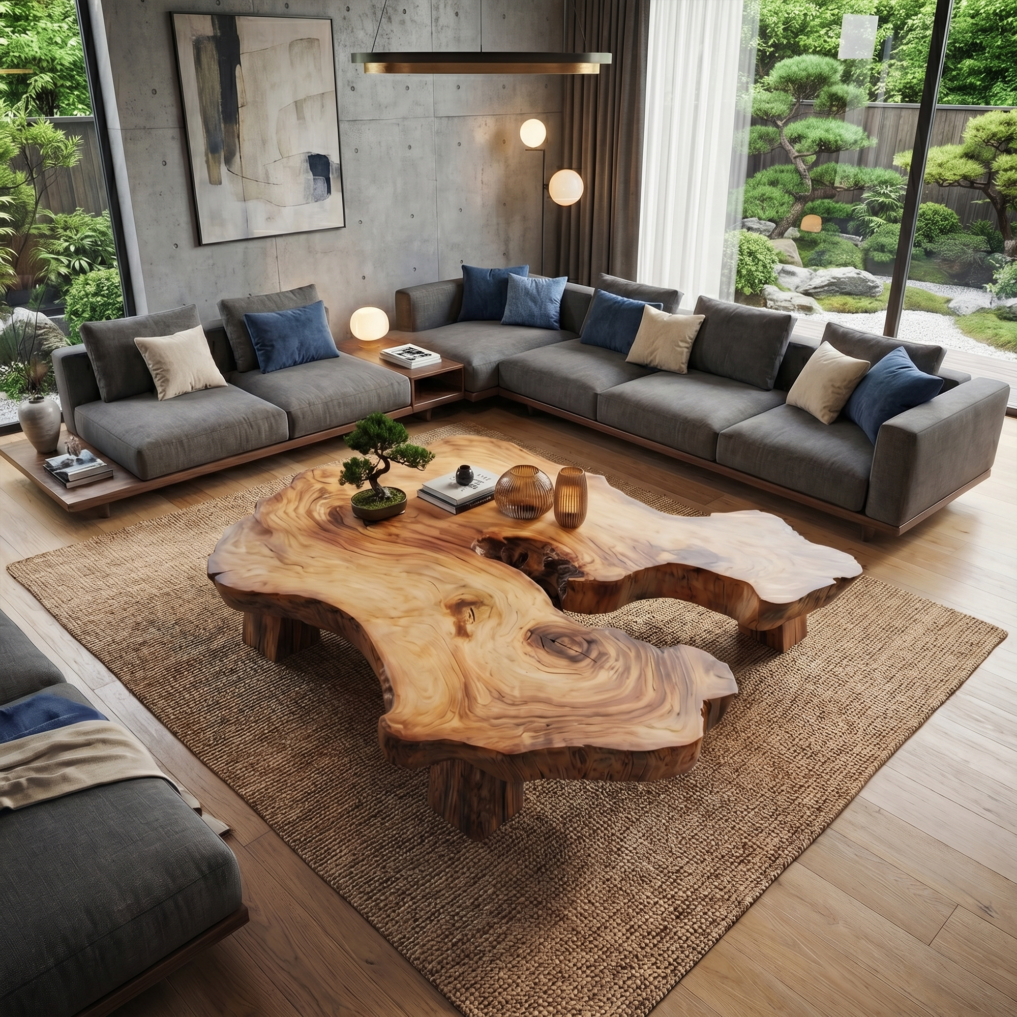 Rustic Organic Coffee Table Modern Living Room Centerpiece SINLKICF128