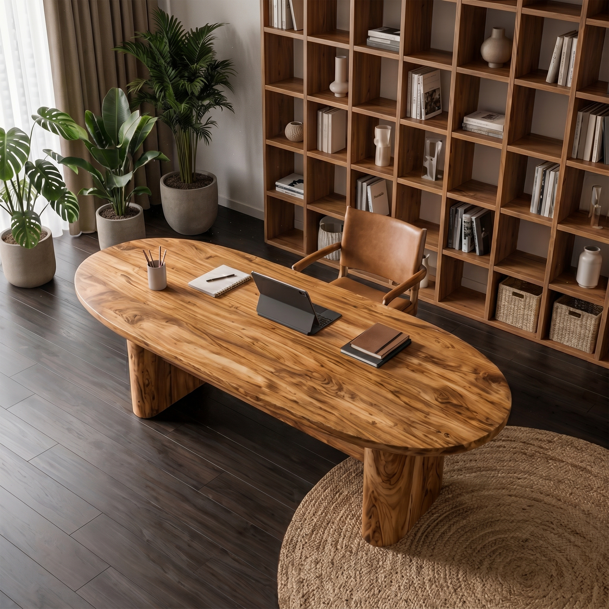 Modern Organic Desk With Natural Wood Design For Home Office SINLKIDK106