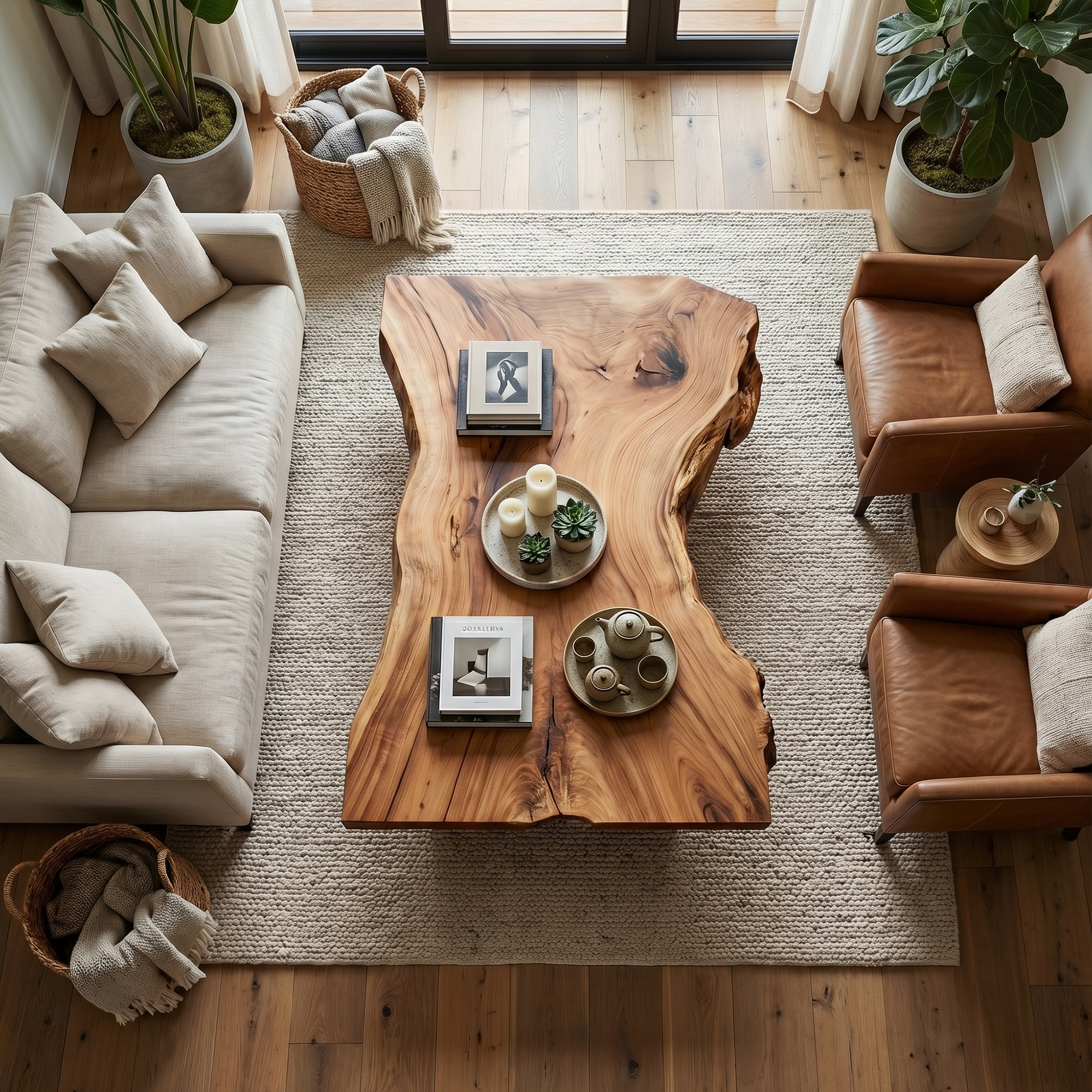 Rustic Sculptural Coffee Table Modern Living Room Display SINLKICF129