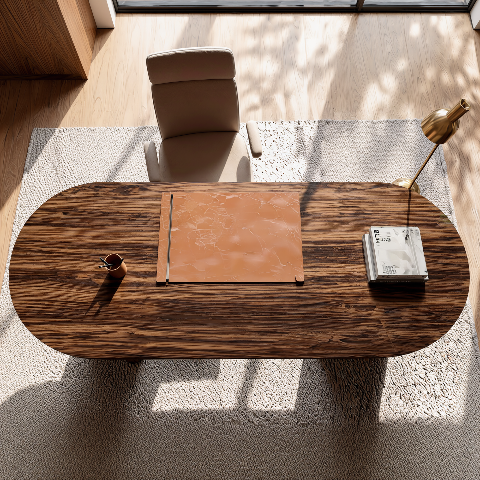 Organic Wooden Desk With Unique Sculptural Design For Living Room SINLKIDK107