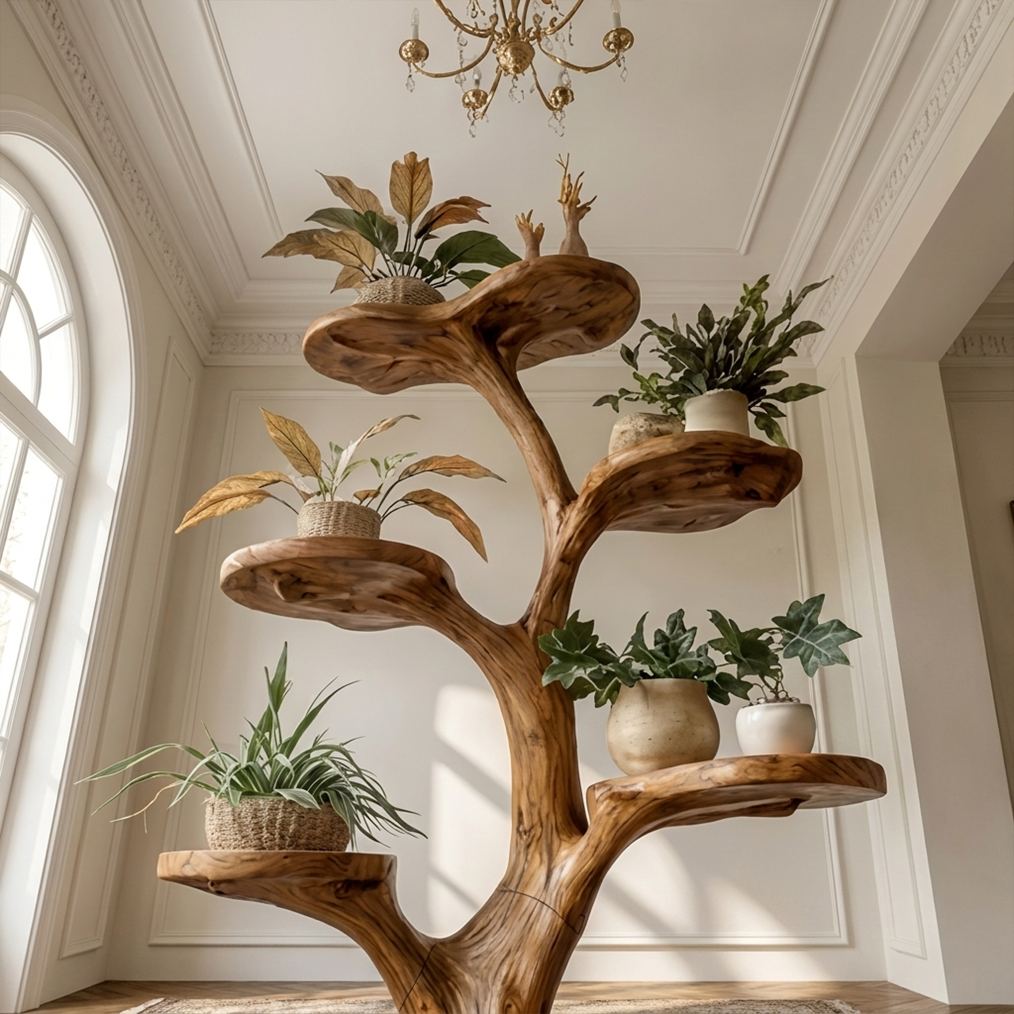 Rustic Tree Plant Shelf Indoor Green Display Living Room SINLKITT074