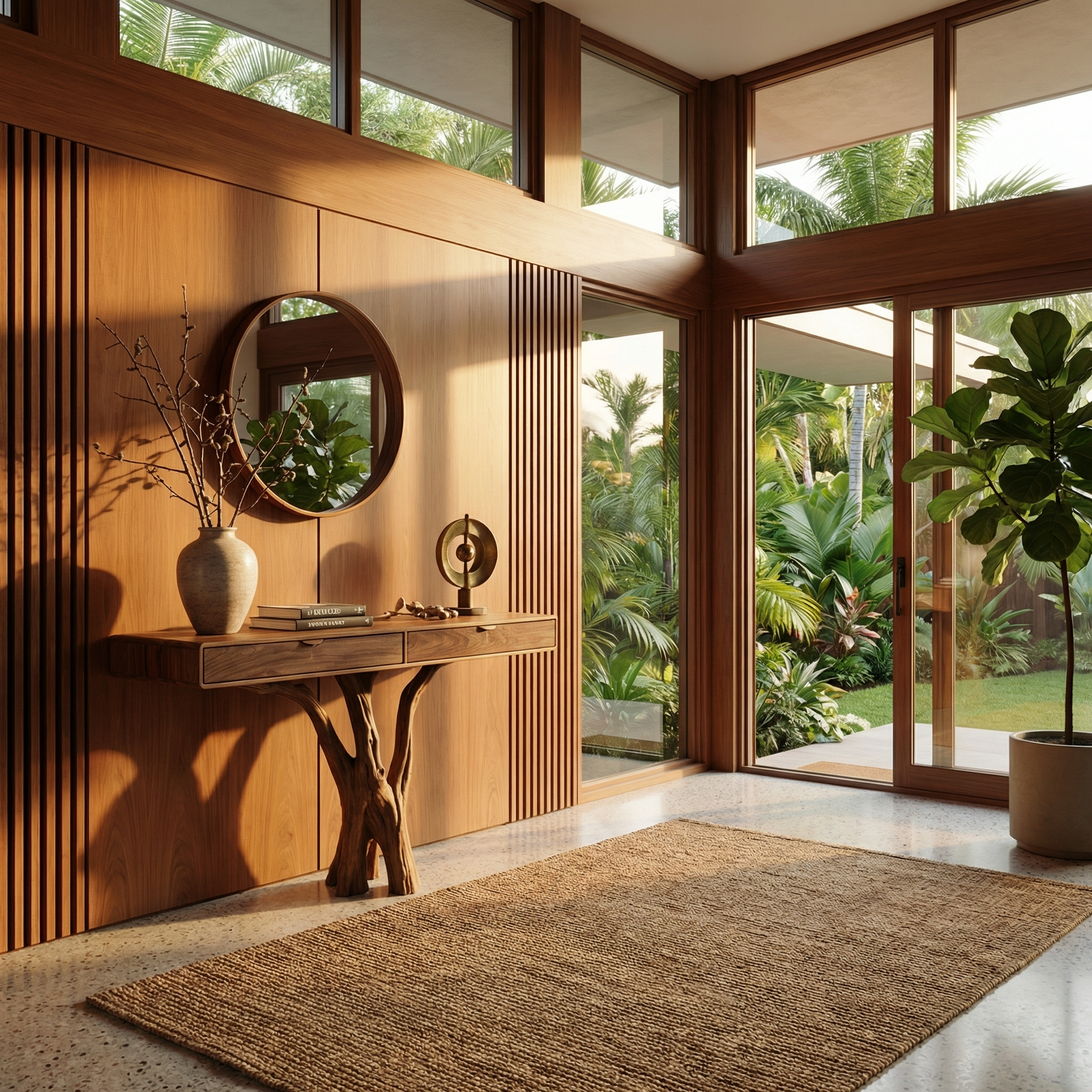 Sculptural Tree Console Table Solid Wood Branch Pedestal Design Living Room And Entryway SINLKICS560