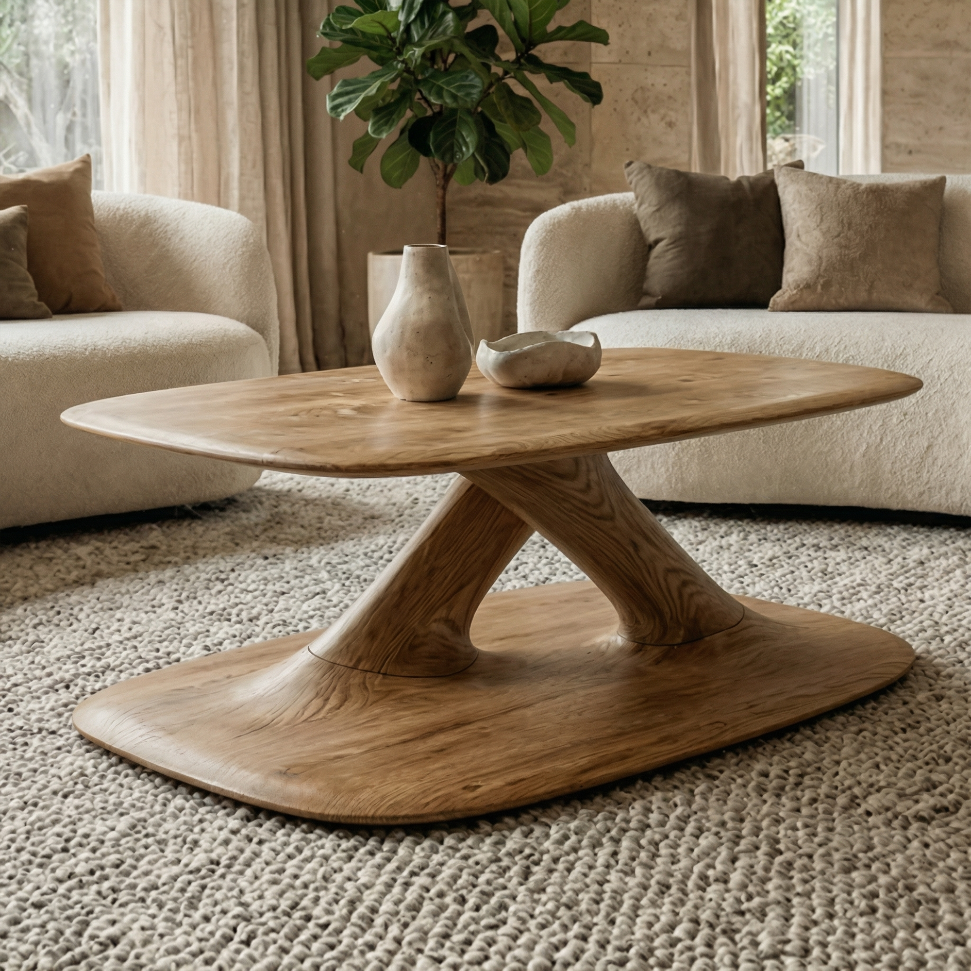 Modern Curved Coffee Table For Living Room And Lounge SINLKICF355